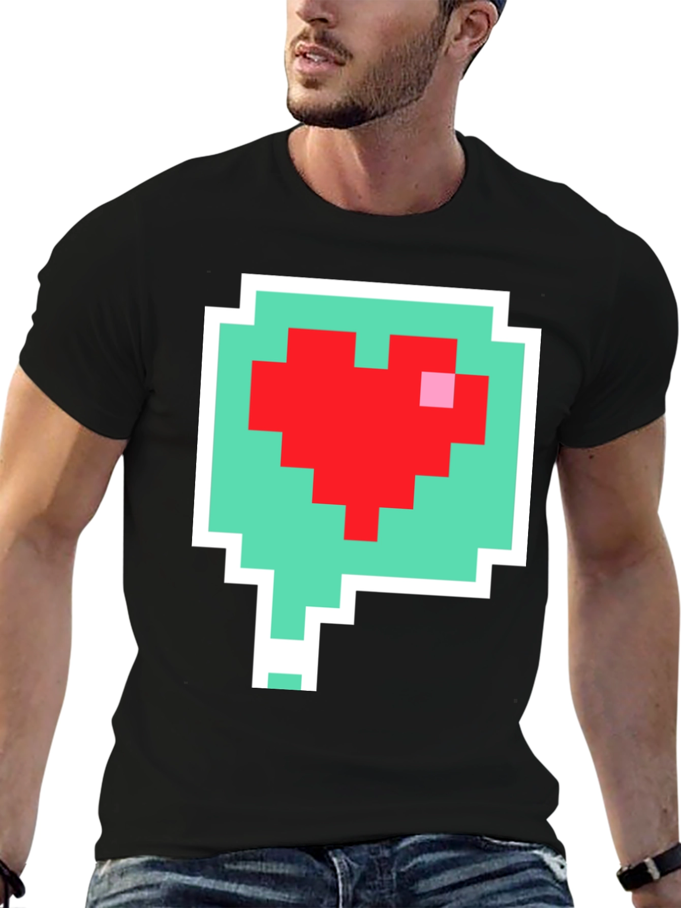 Pixel Heart Speech Bubble T-Shirt