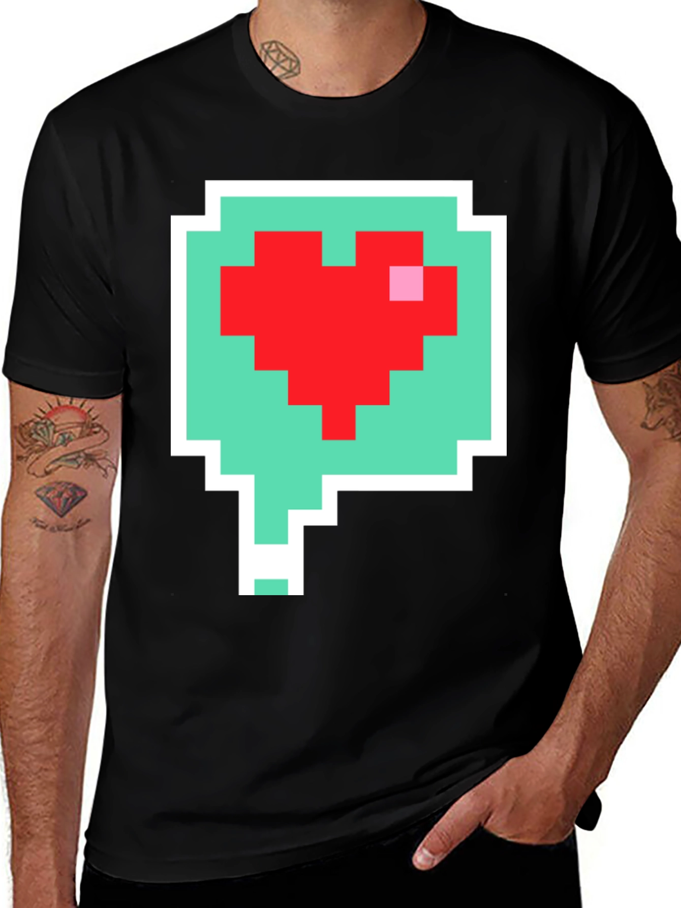 Pixel Heart Speech Bubble T-Shirt
