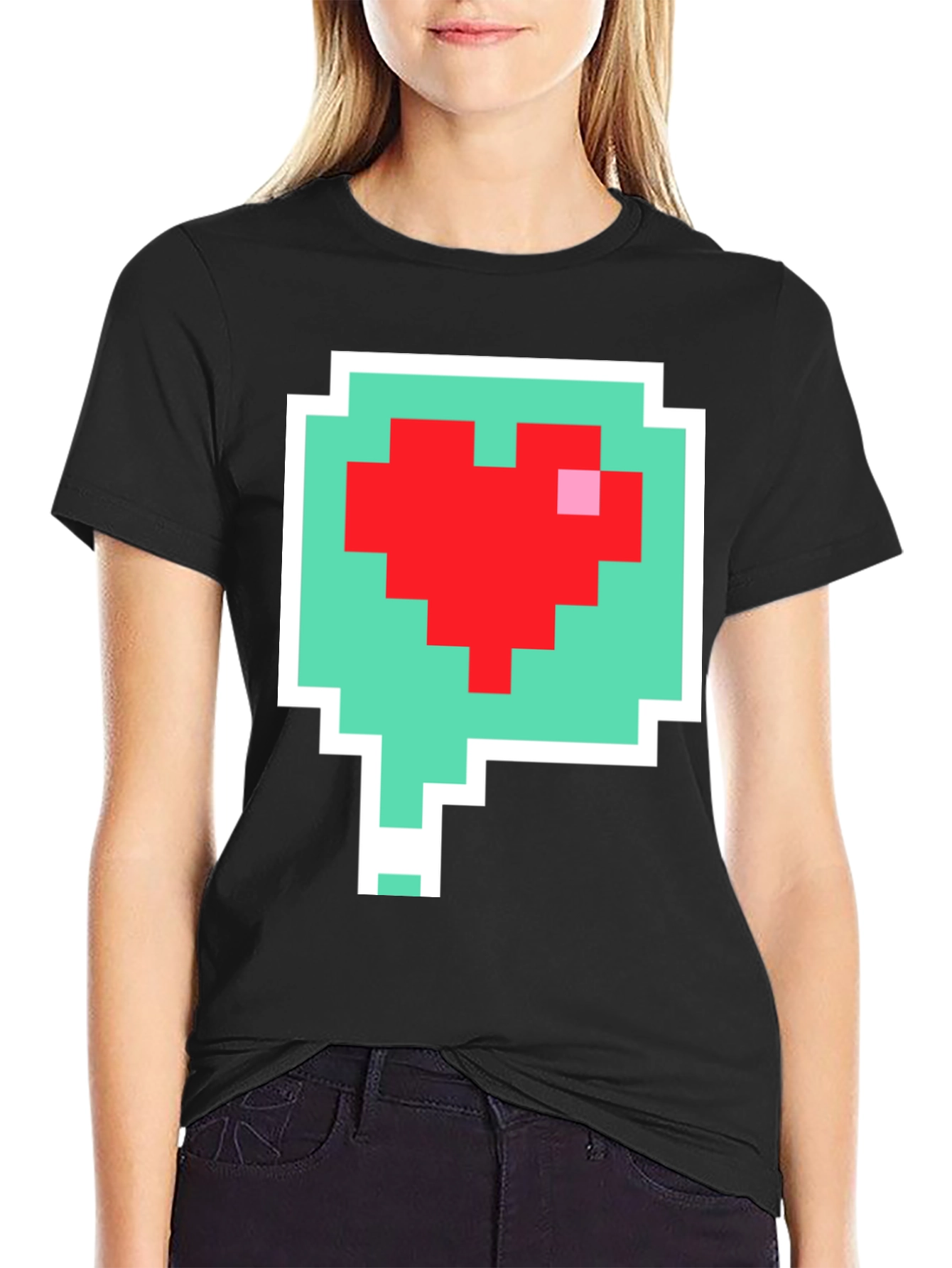 Pixel Heart Speech Bubble T-Shirt