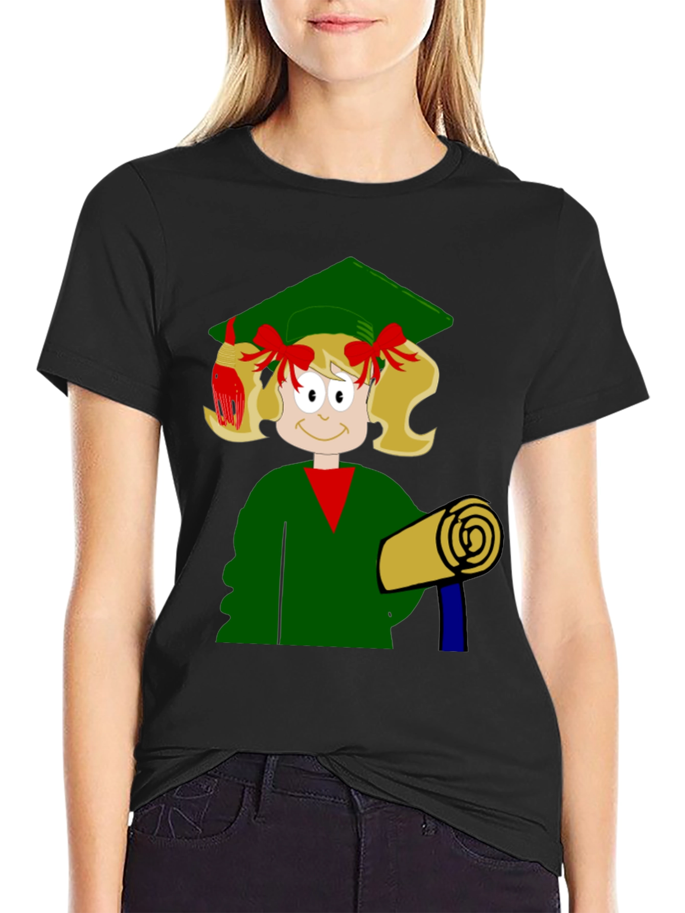 Graduation Girl Cartoon T-Shirt
