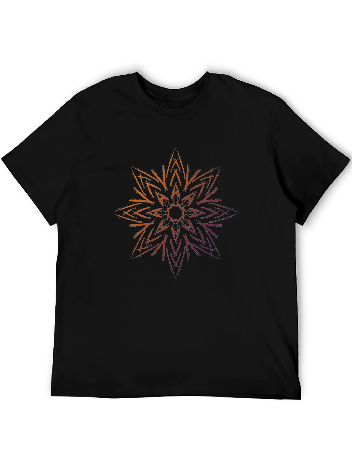 Geometric Flower Graphic Print Black T-Shirt