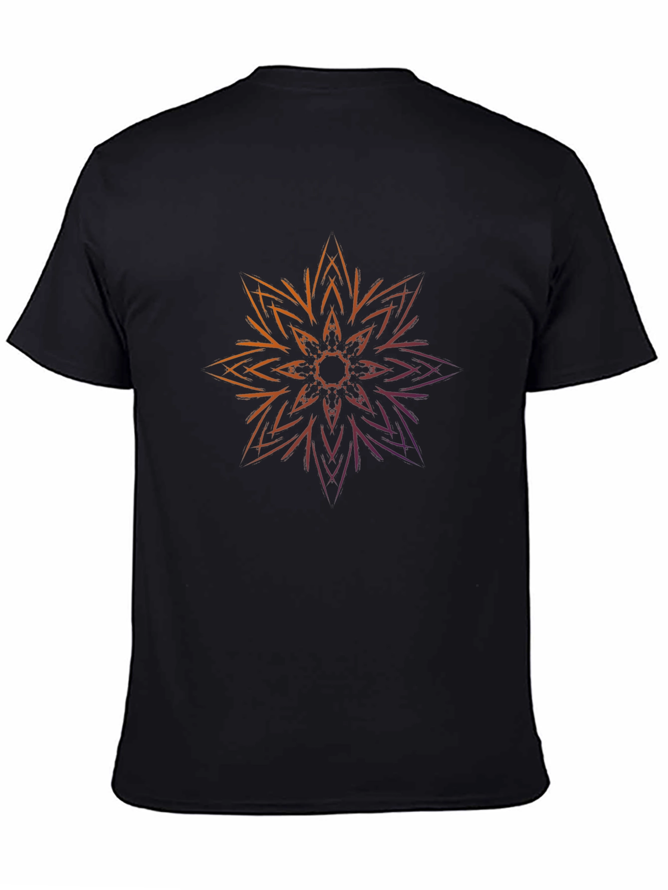Geometric Flower Graphic Print Black T-Shirt
