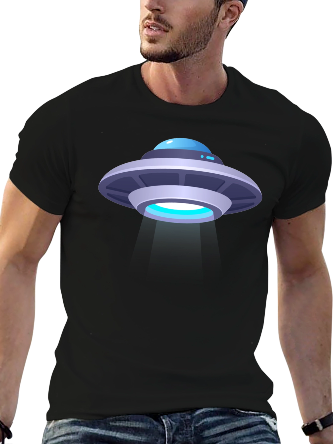 UFO Graphic Tee - Black Cotton T-Shirt