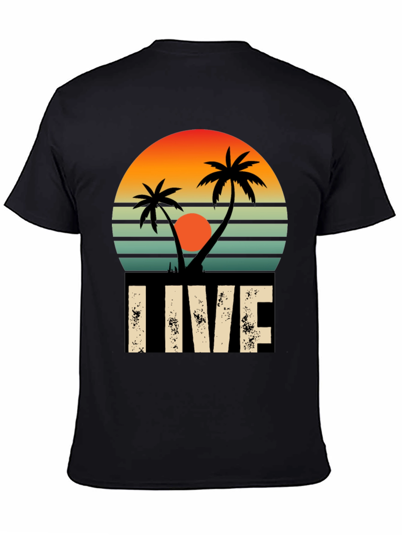 Retro Palm Tree Sunset Graphic Tee - LIVE