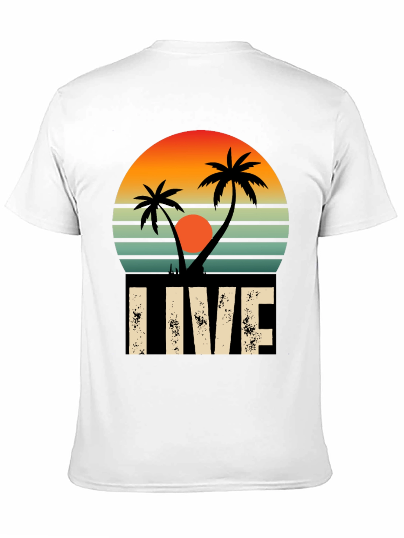 Retro Palm Tree Sunset Graphic Tee - LIVE
