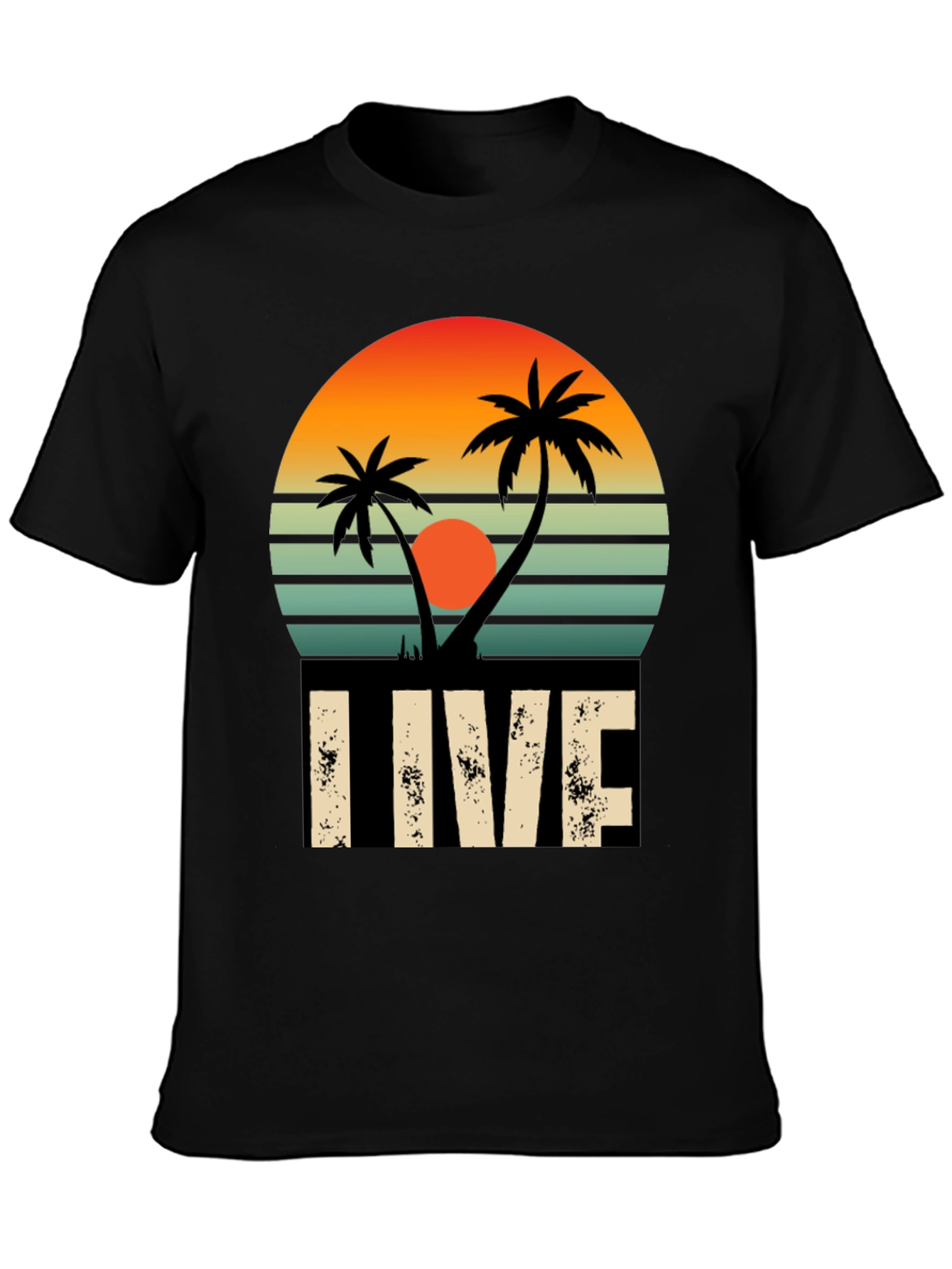 Retro Palm Tree Sunset Graphic Tee - LIVE