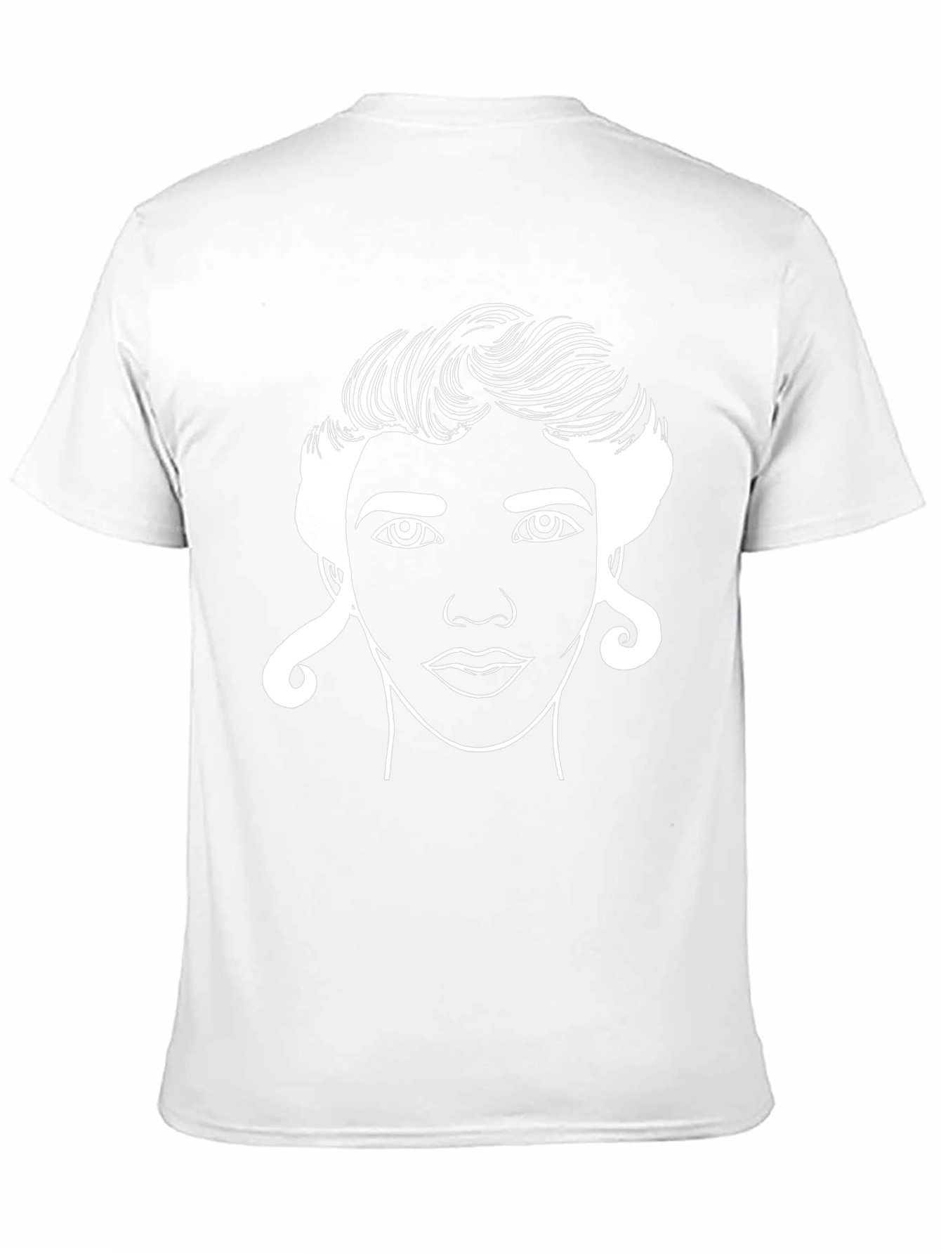 Line Art Face Black T-Shirt