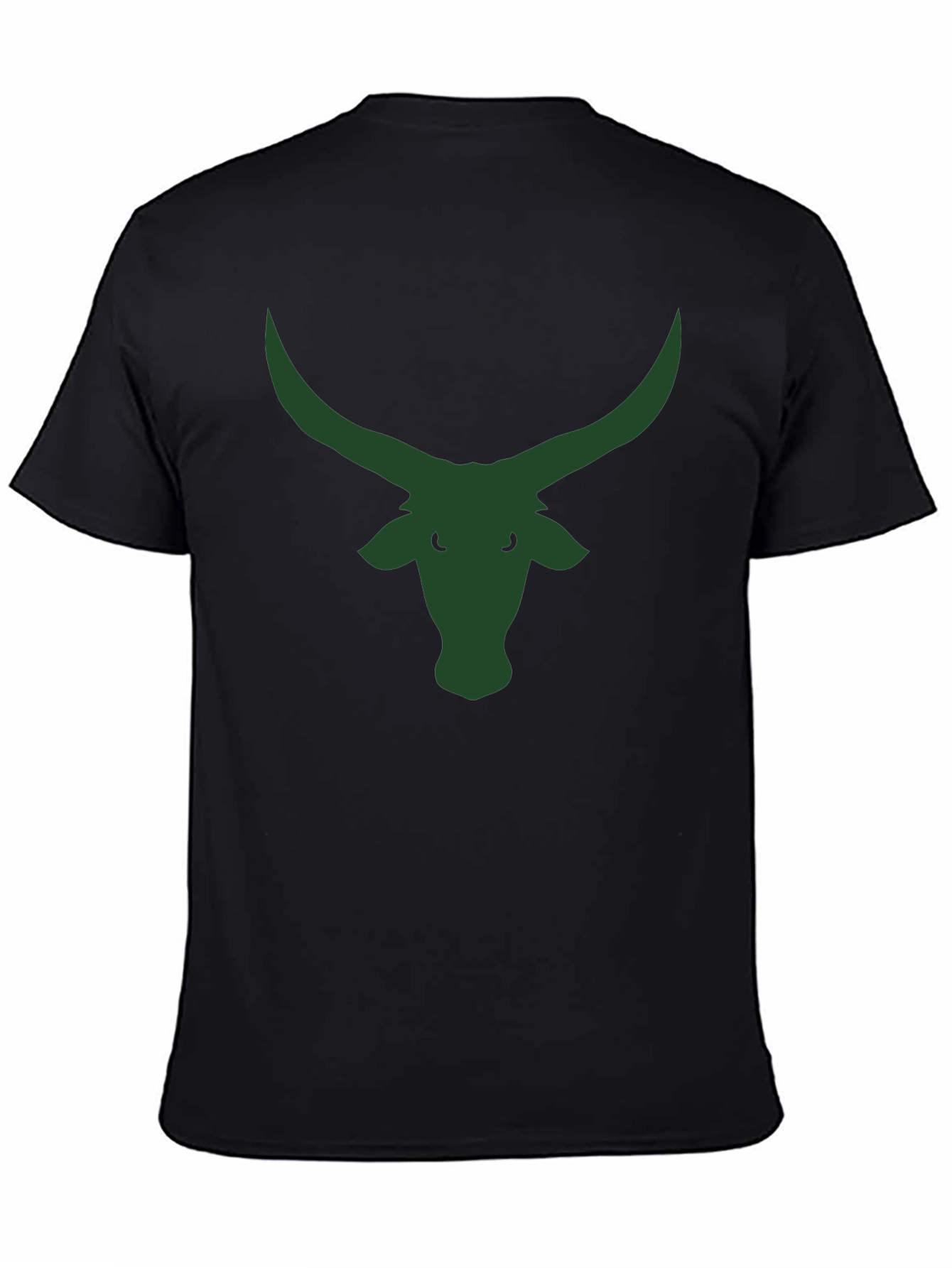 Black T-Shirt with Green Bull Horns Graphic