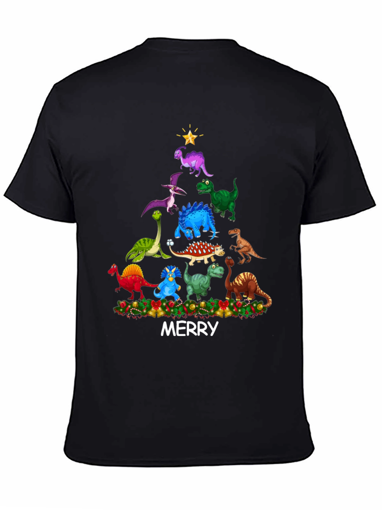 Dinosaur Christmas Tree Mens T-Shirt