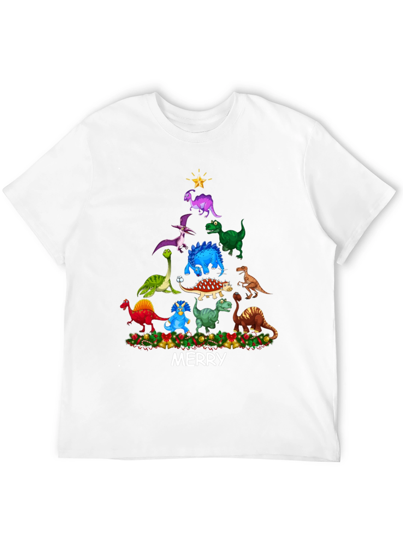 Dinosaur Christmas Tree Mens T-Shirt