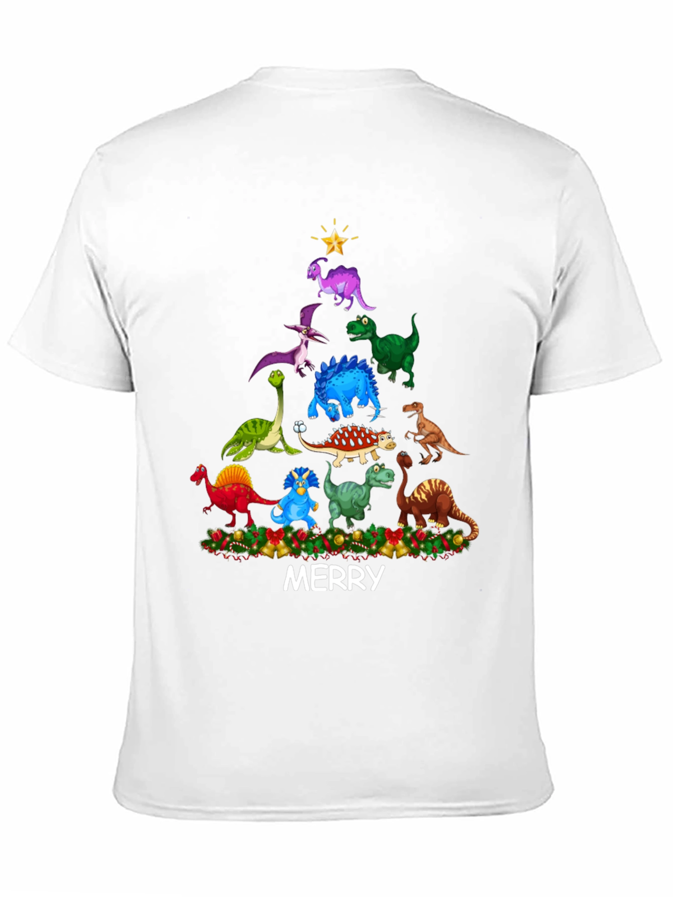 Dinosaur Christmas Tree Mens T-Shirt