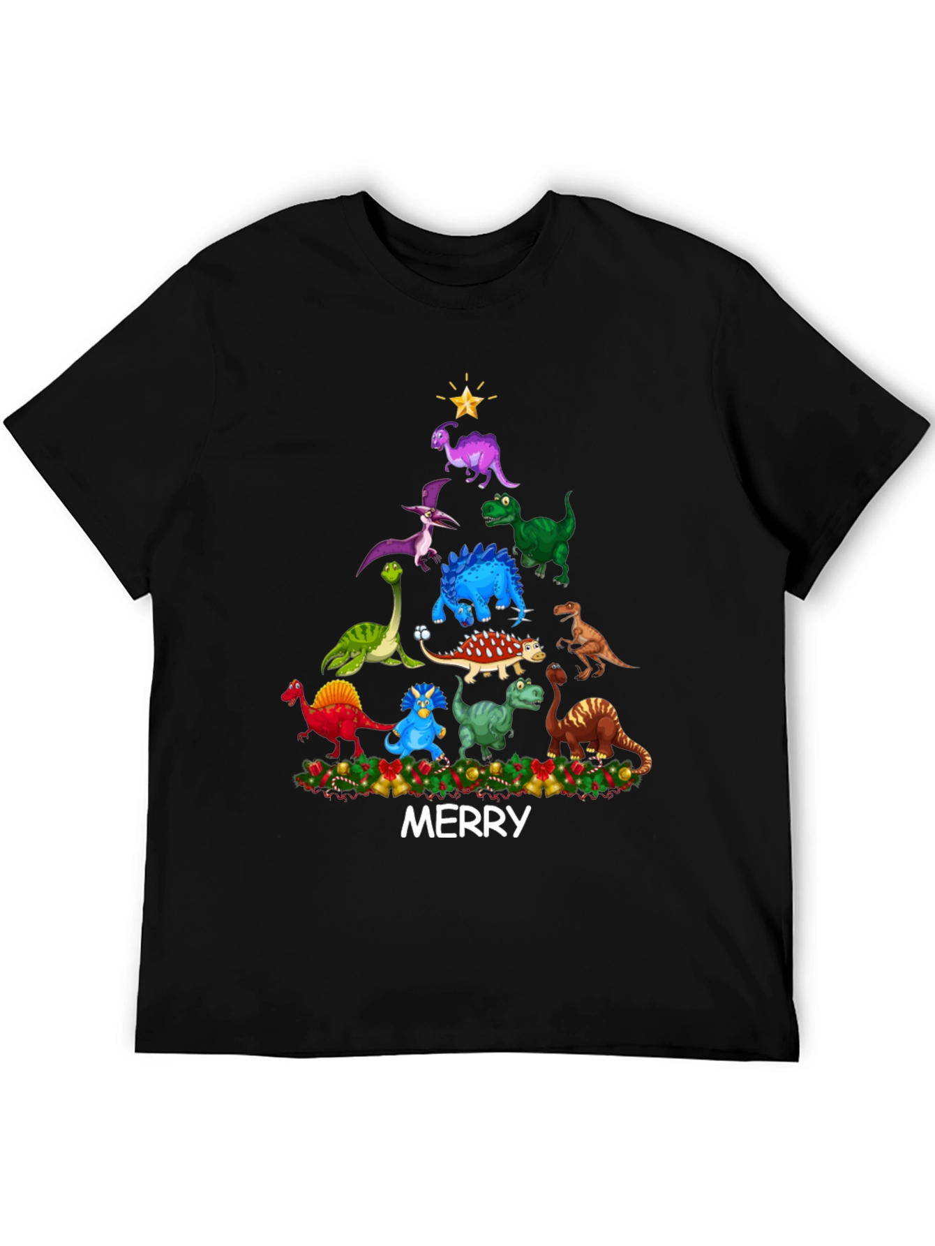 Dinosaur Christmas Tree Mens T-Shirt