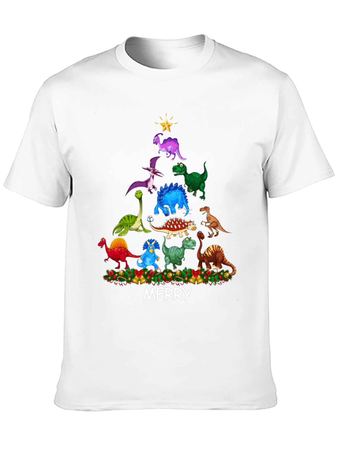 Dinosaur Christmas Tree Mens T-Shirt