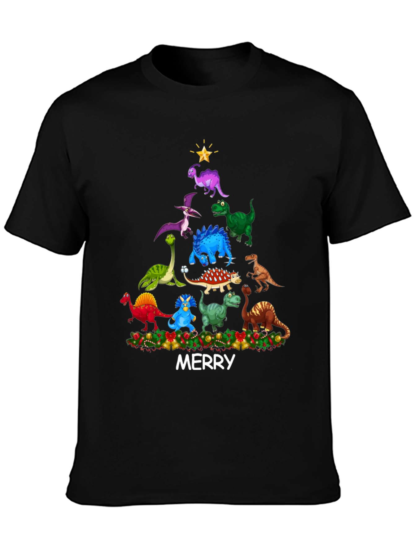 Dinosaur Christmas Tree Mens T-Shirt