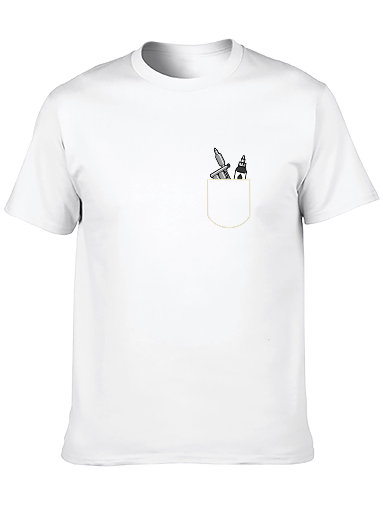 Black T-Shirt with Tattoo and Church Pocket Design