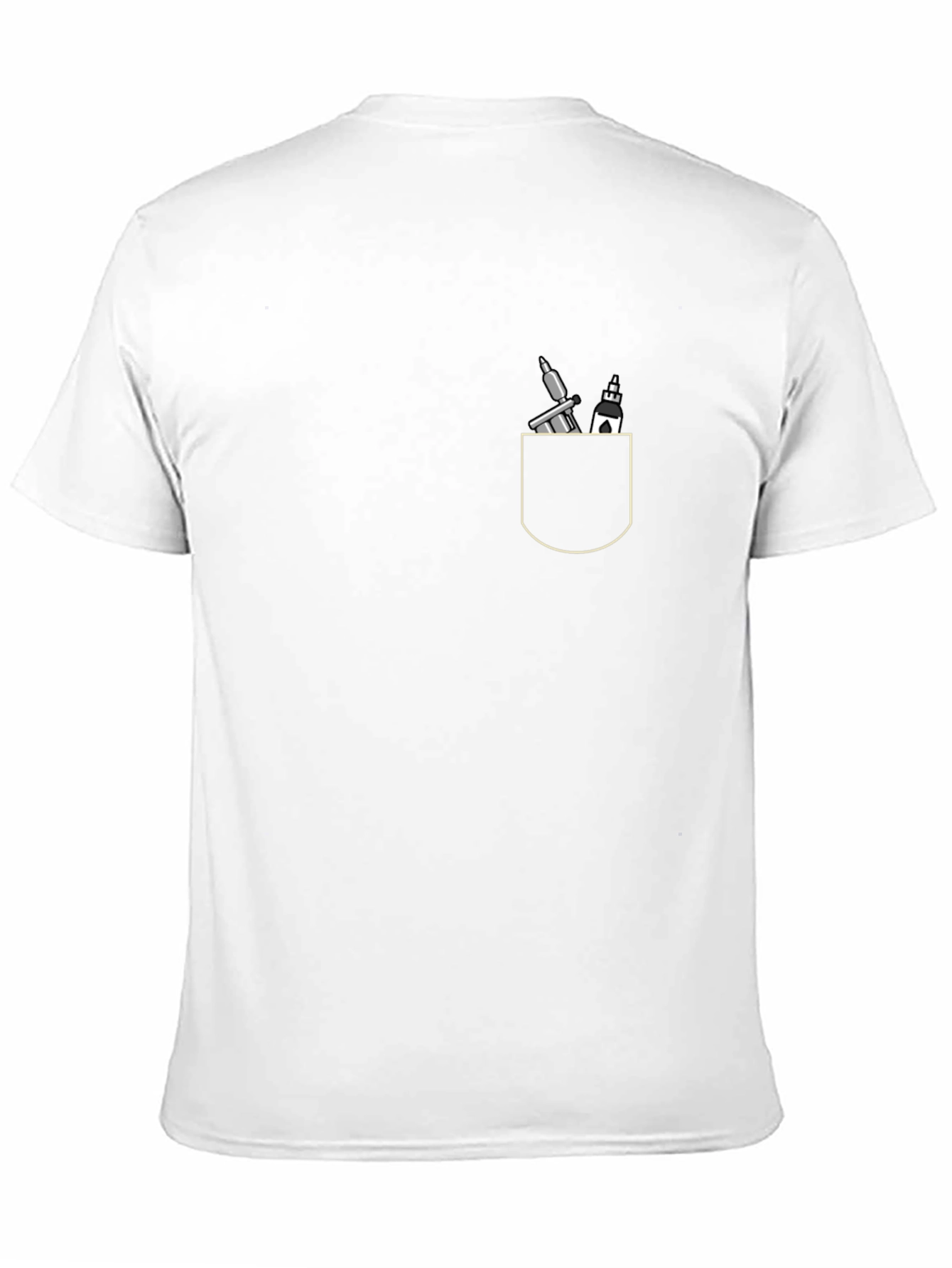 Black T-Shirt with Tattoo and Church Pocket Design
