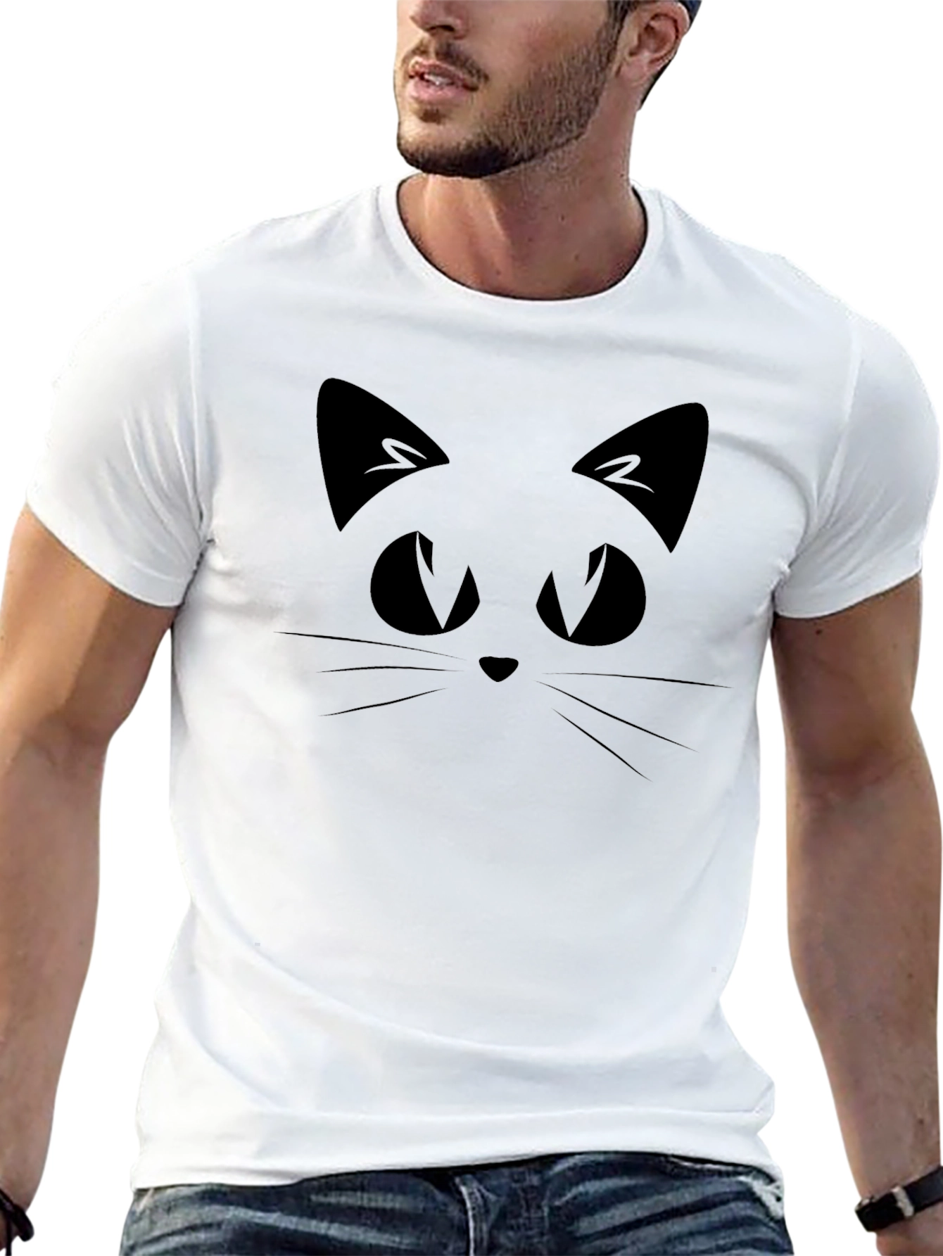 Black Cat Face T-Shirt - Spooky Style