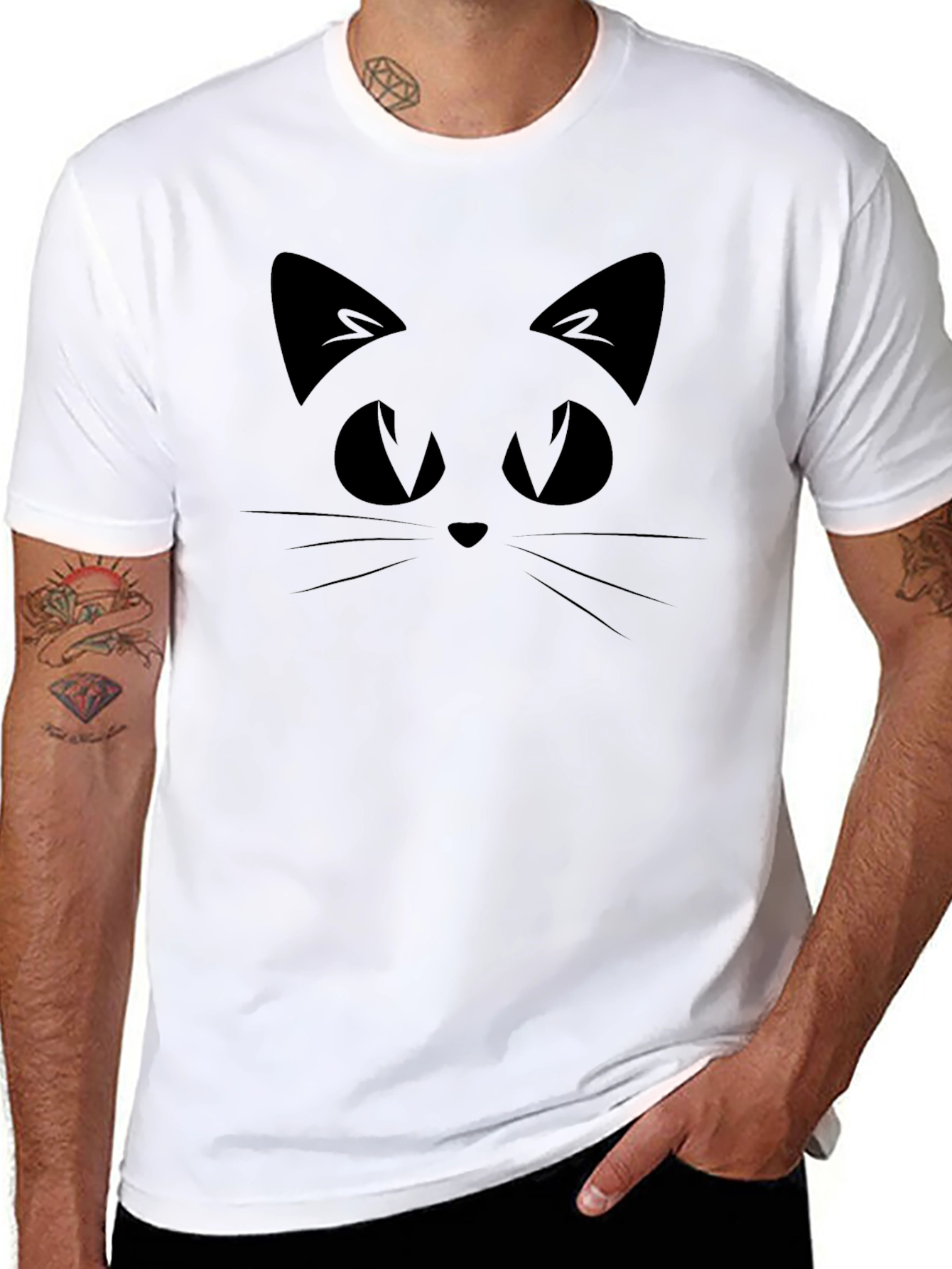 Black Cat Face T-Shirt - Spooky Style