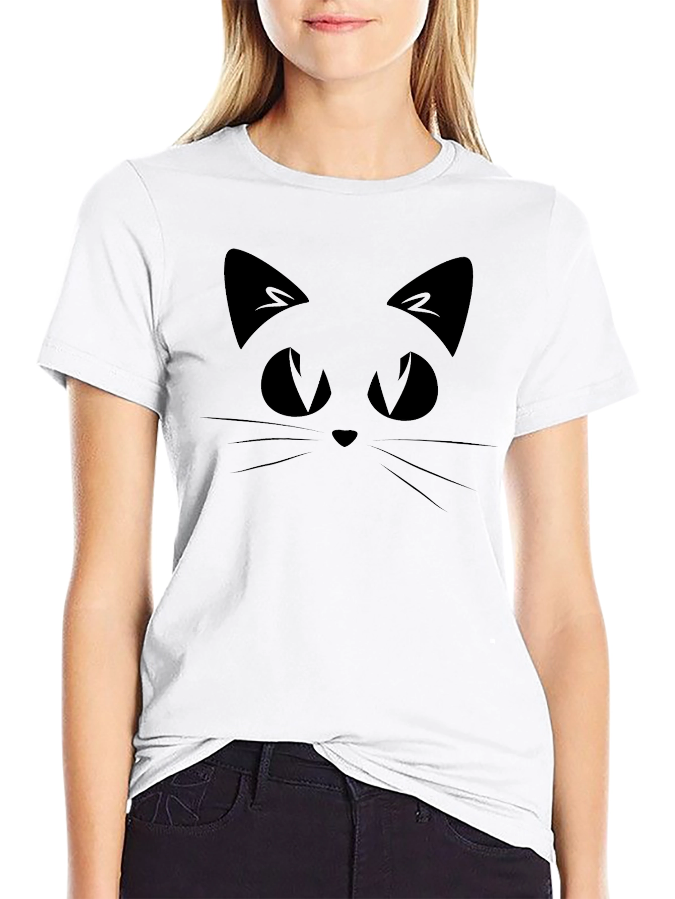 Black Cat Face T-Shirt - Spooky Style