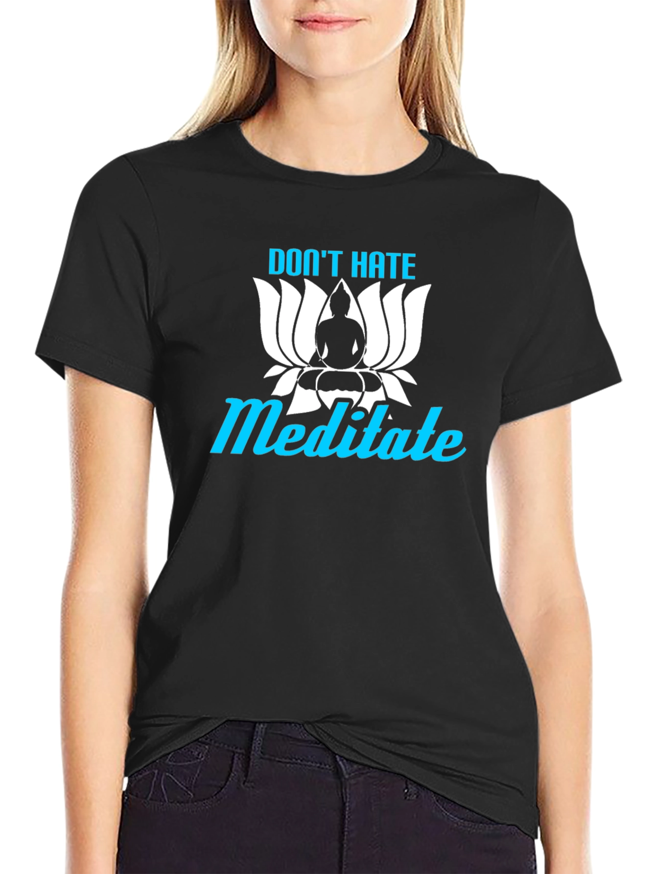 Dont Hate Meditate T-Shirt Yoga Zen Black Tee