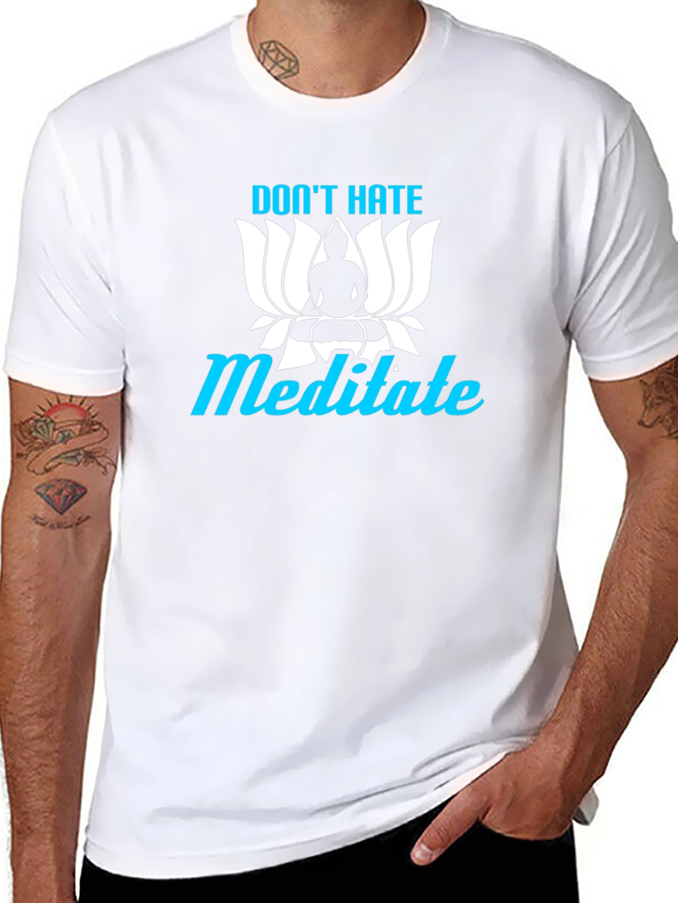 Dont Hate Meditate T-Shirt Yoga Zen Black Tee