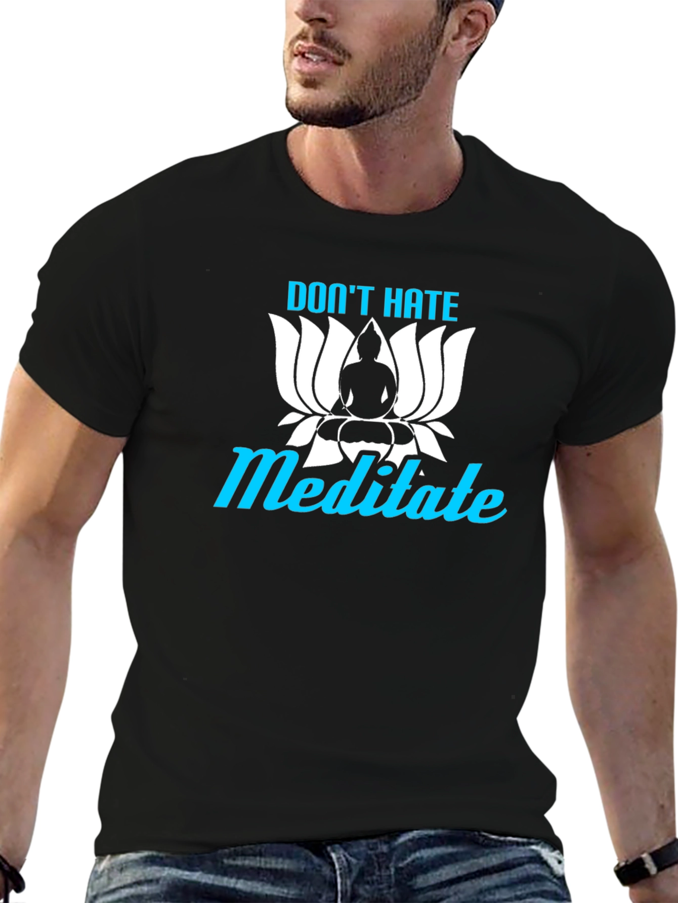 Dont Hate Meditate T-Shirt Yoga Zen Black Tee