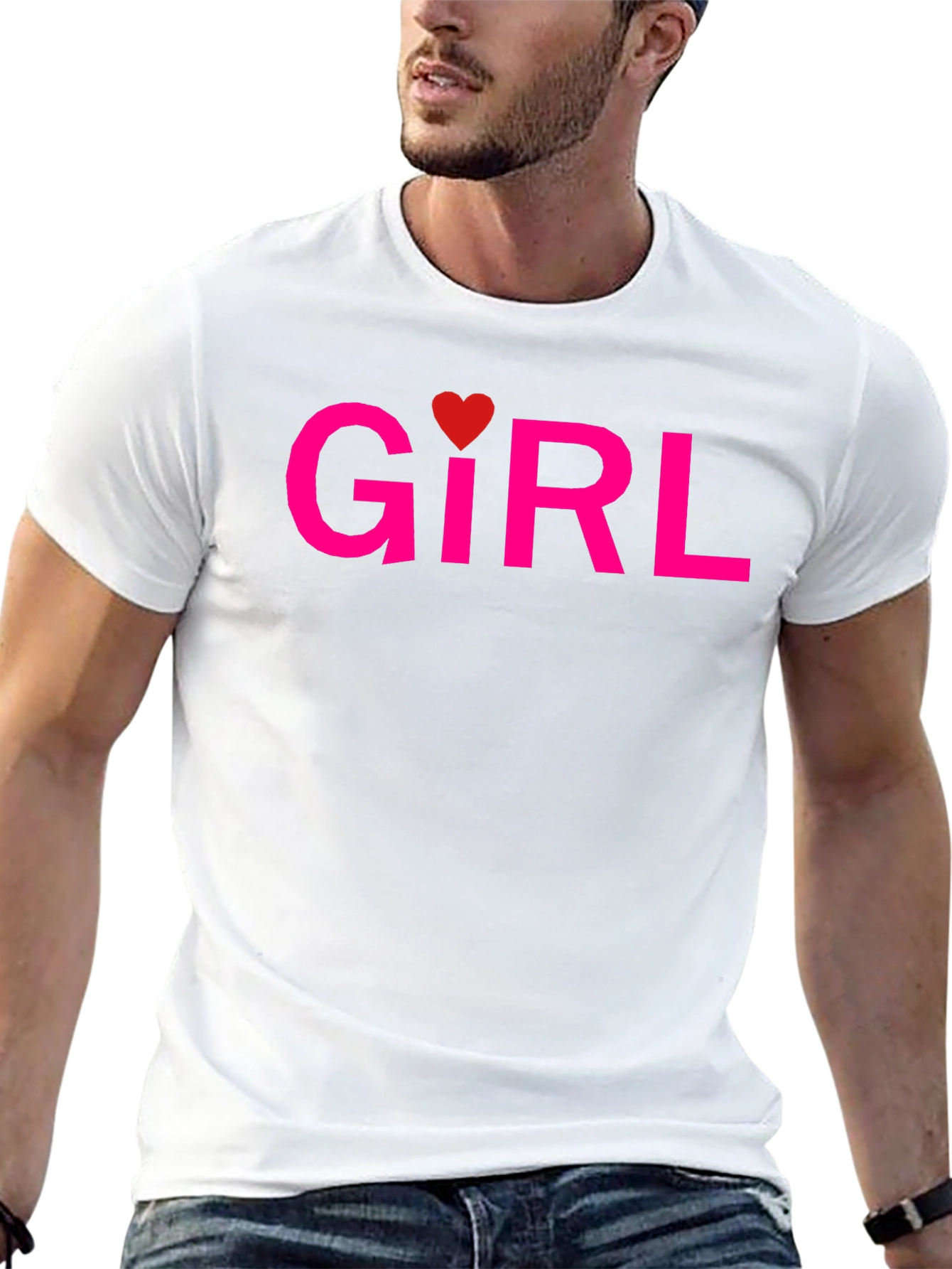 Girl Heart Graphic Print Crew Neck T-Shirt