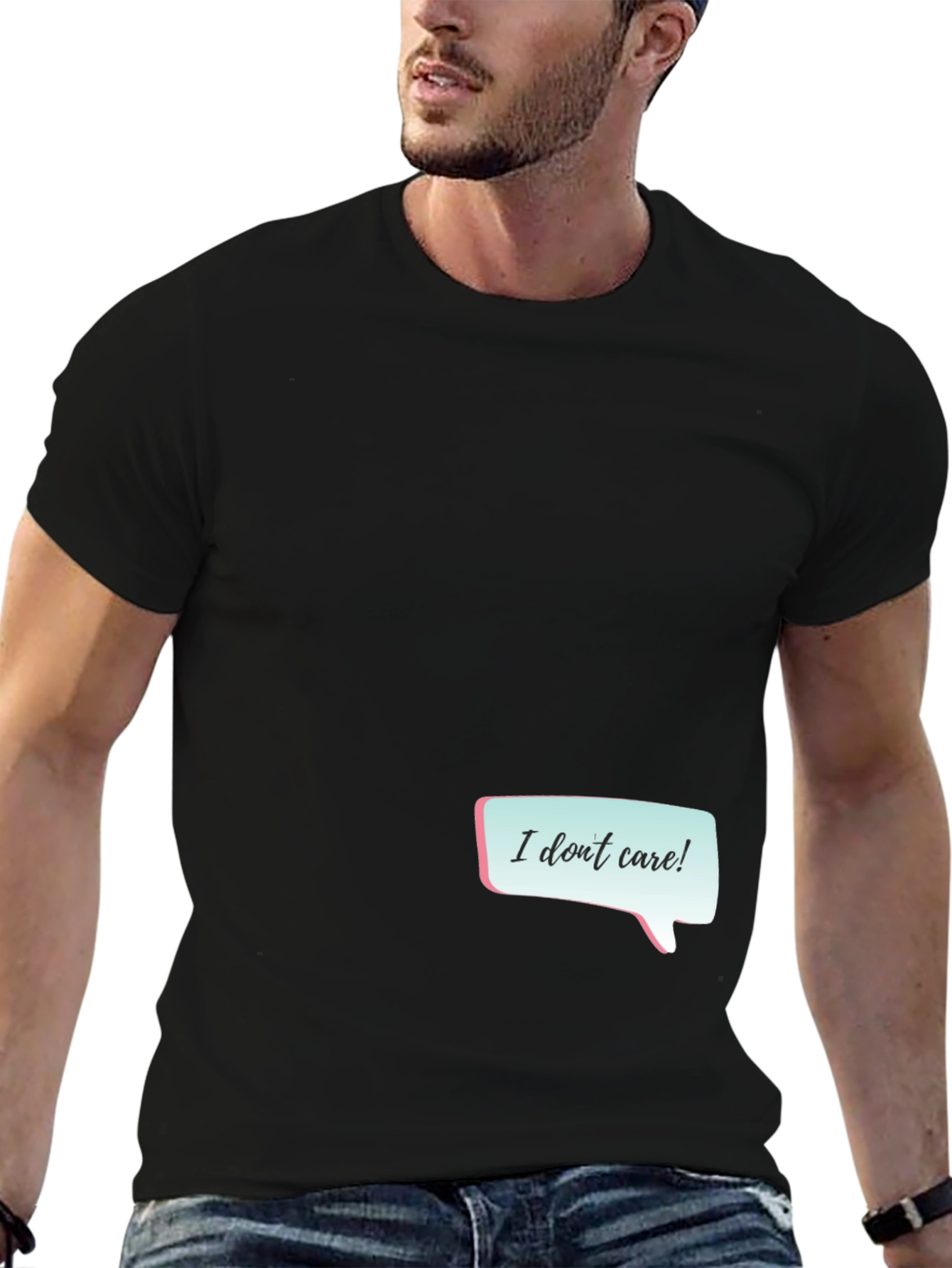 I Dont Care Graphic Tee - Black Casual T-Shirt