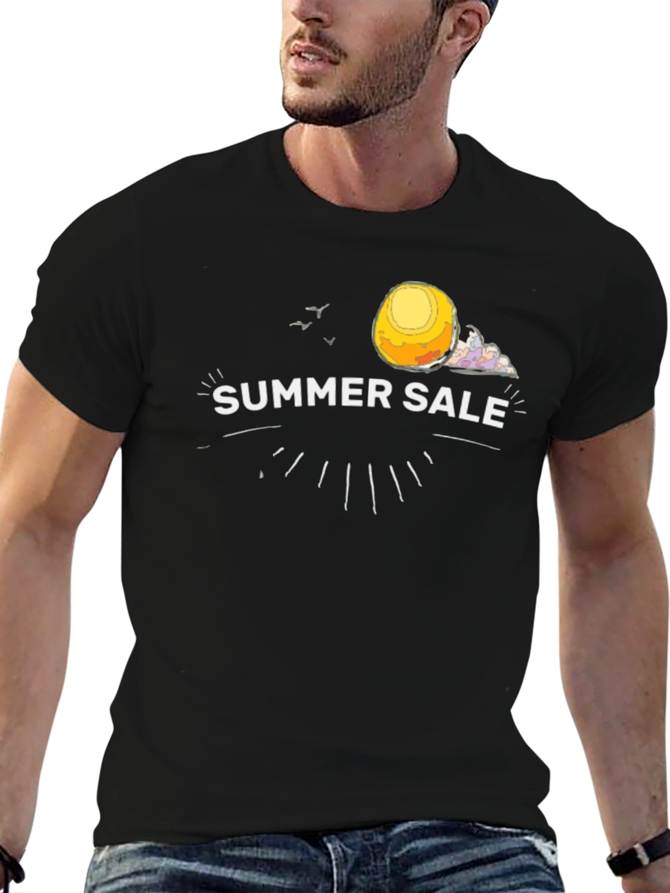 Summer Sale Graphic Tee - Black Cotton T-Shirt