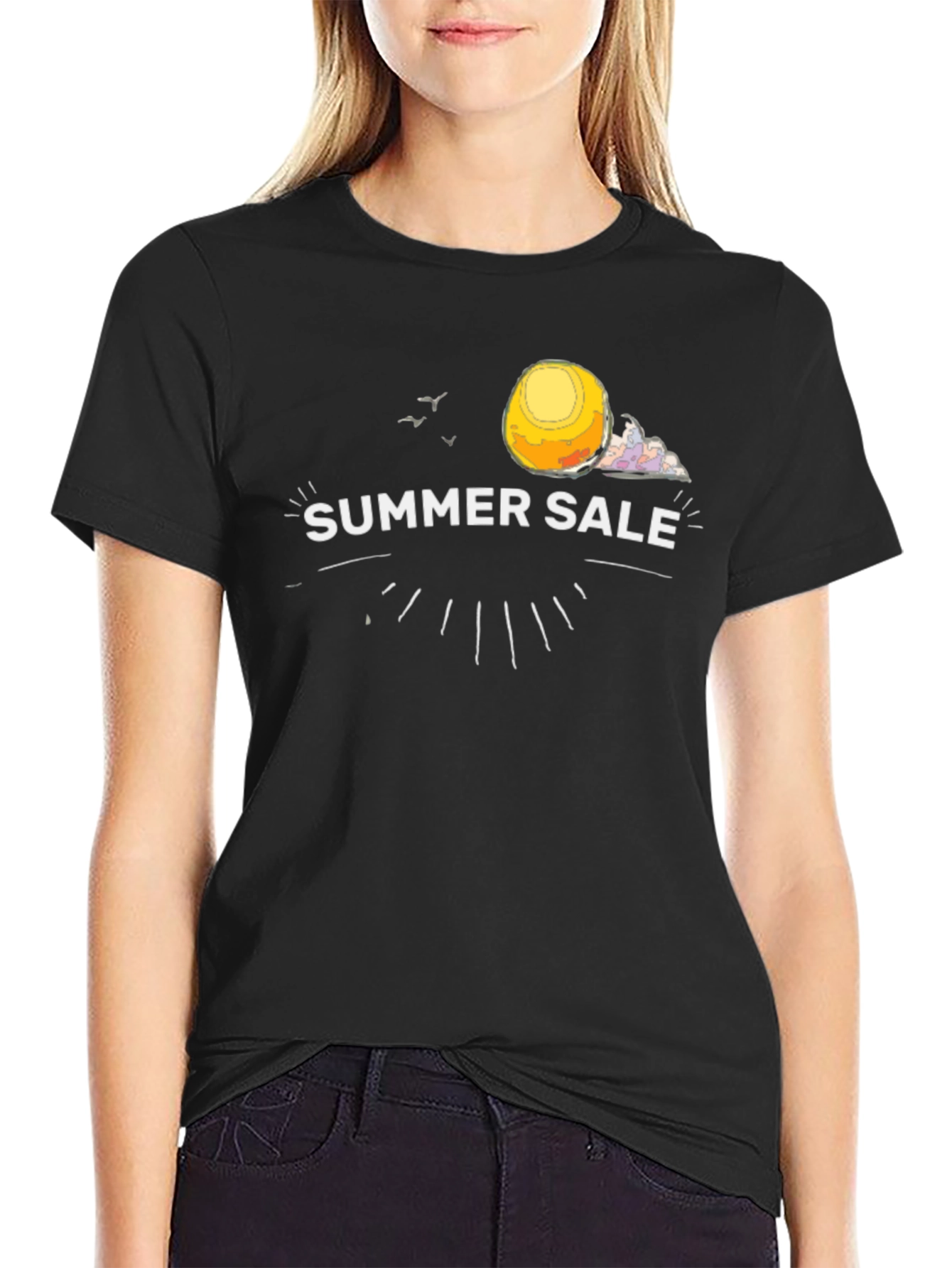 Summer Sale Graphic Tee - Black Cotton T-Shirt