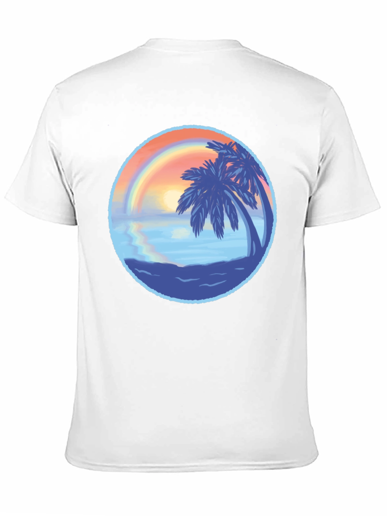 Tropical Sunset Graphic Tee - Black Cotton T-Shirt
