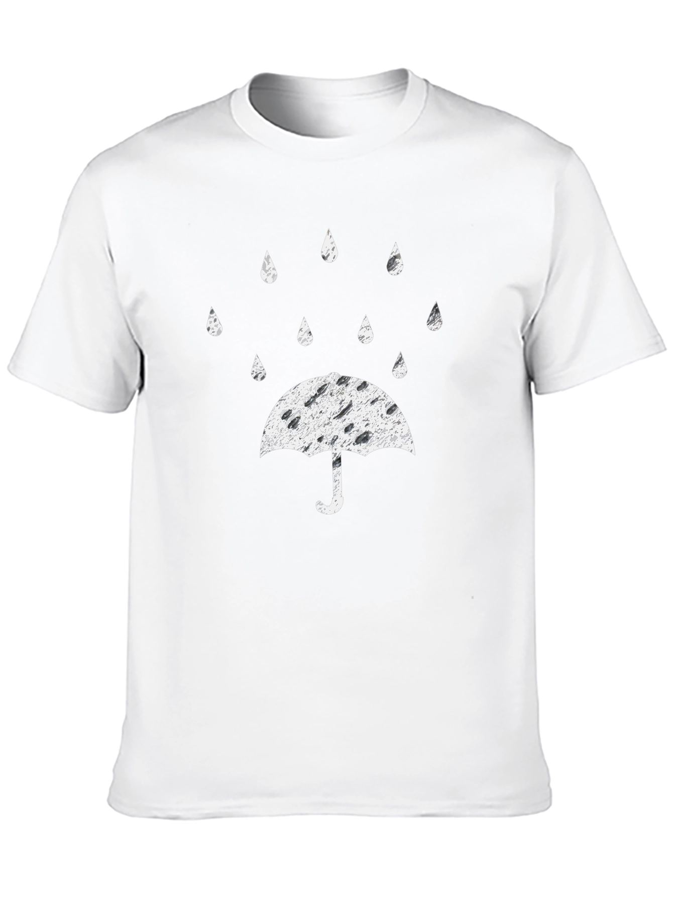 Rainy Day Umbrella Graphic Tee - Black Cotton T-Shirt
