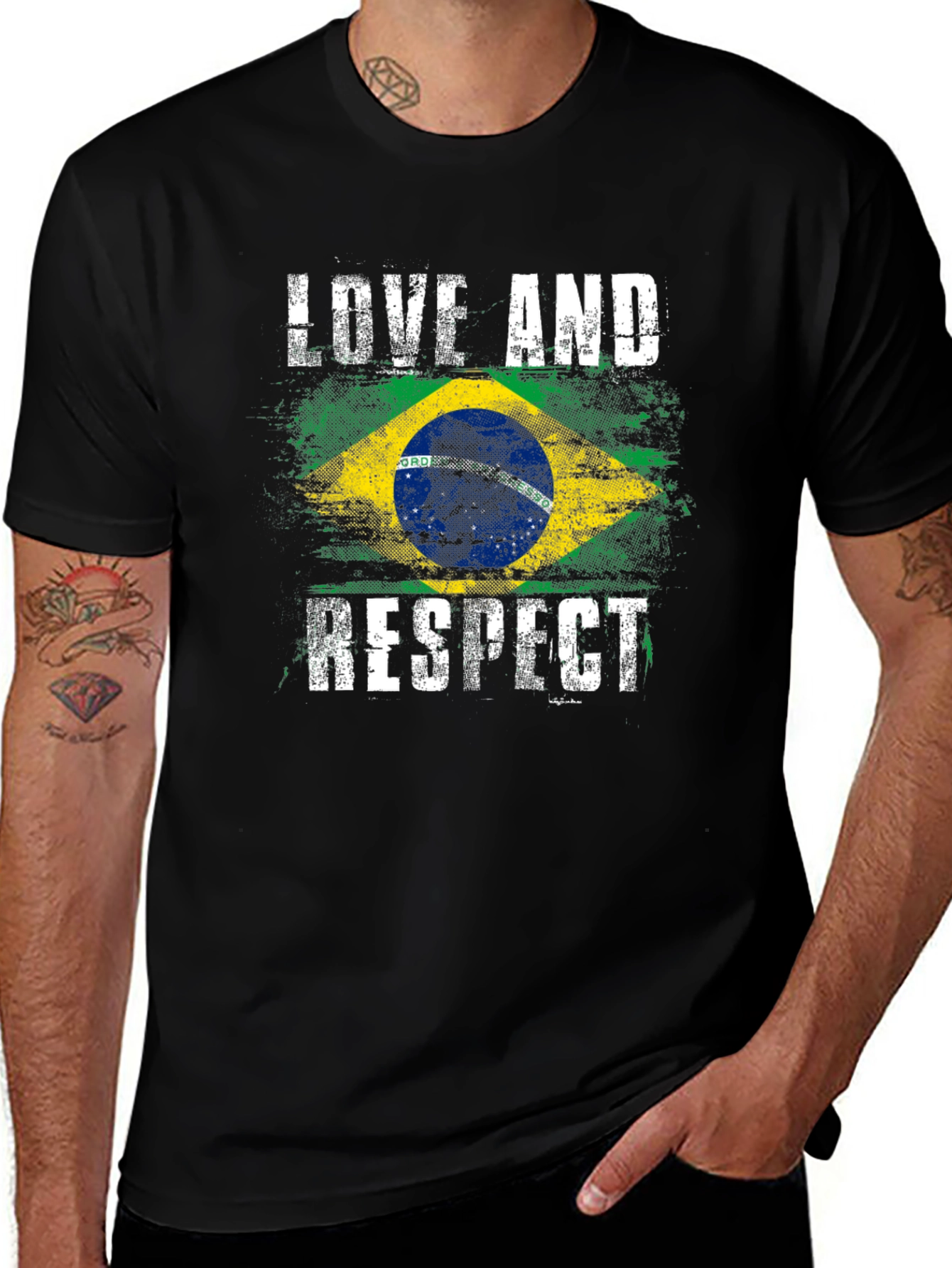 Brazil Flag Love and Respect T-Shirt