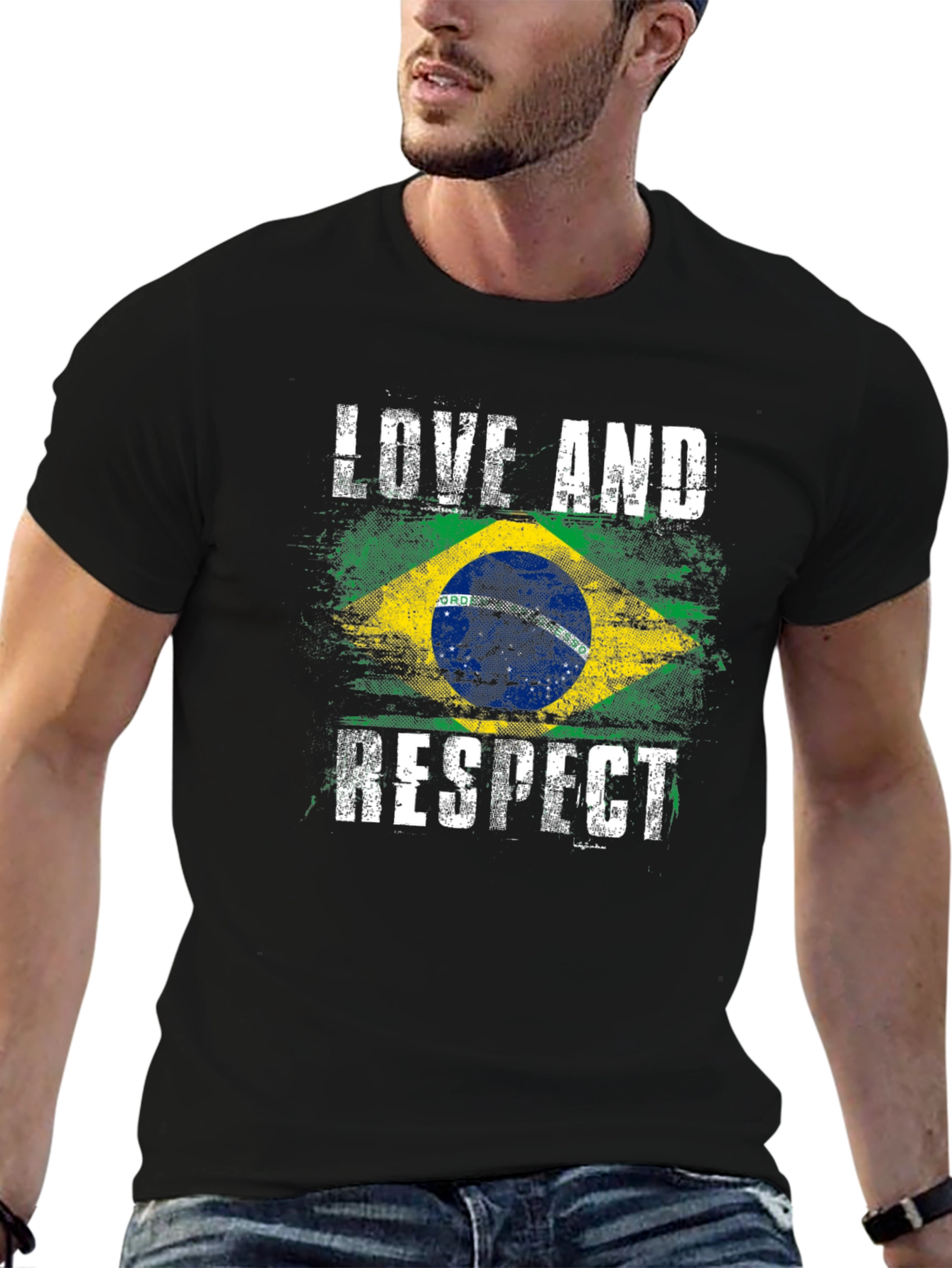 Brazil Flag Love and Respect T-Shirt