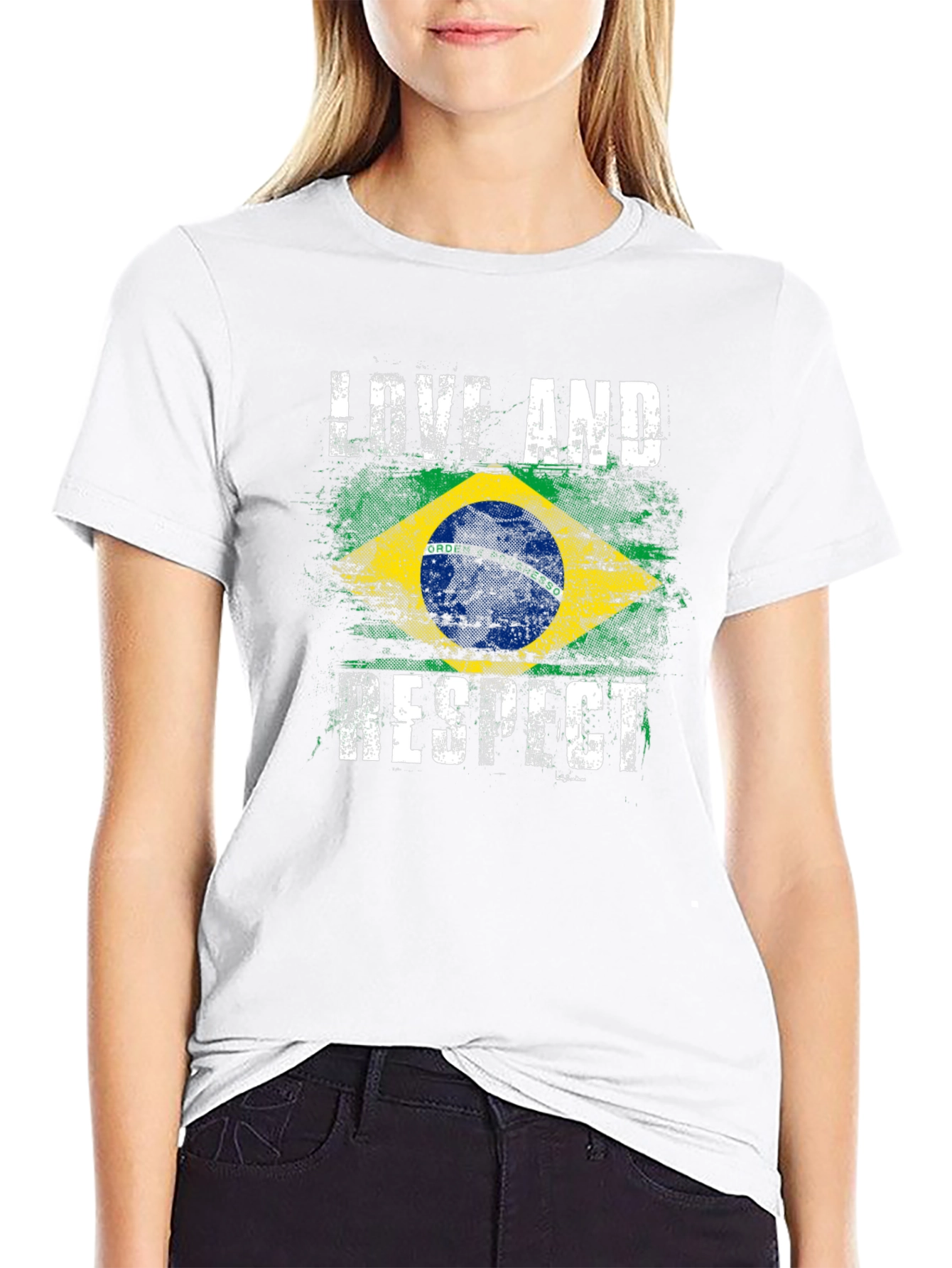 Brazil Flag Love and Respect T-Shirt