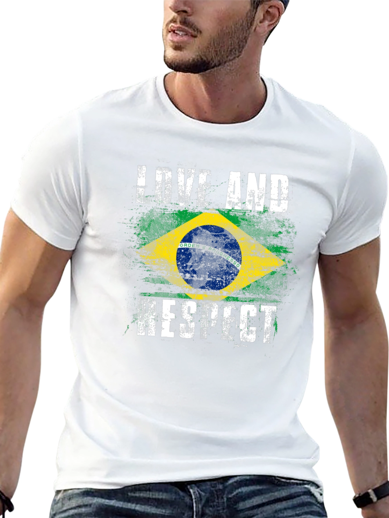 Brazil Flag Love and Respect T-Shirt