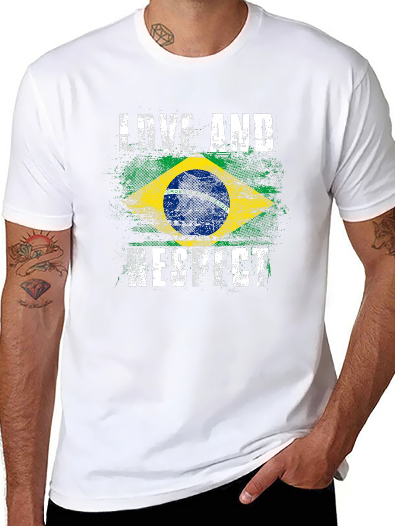 Brazil Flag Love and Respect T-Shirt