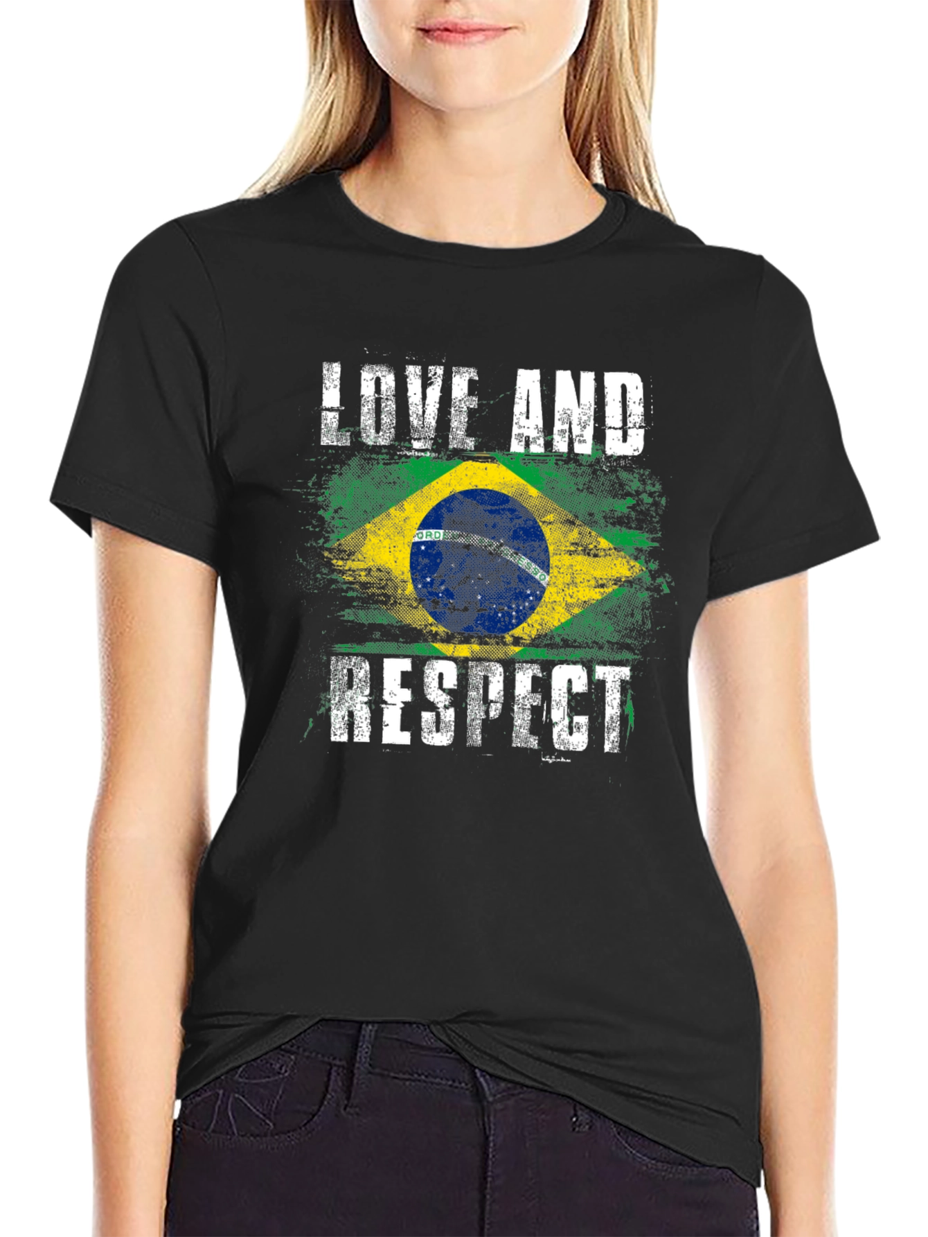 Brazil Flag Love and Respect T-Shirt