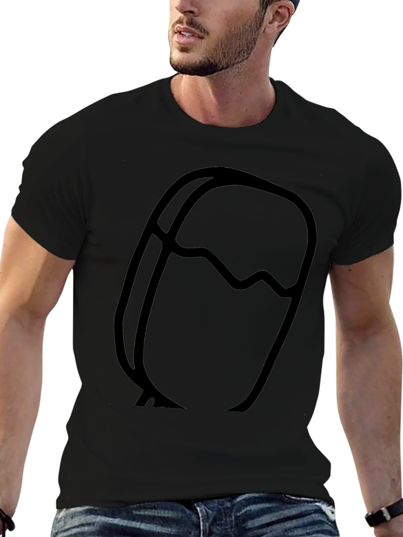 Modern Graphic Tee - Abstract Design Casual Black Shirt