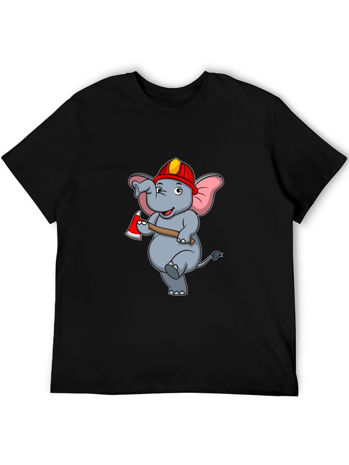 Funny Fireman Elephant Graphic T-Shirt