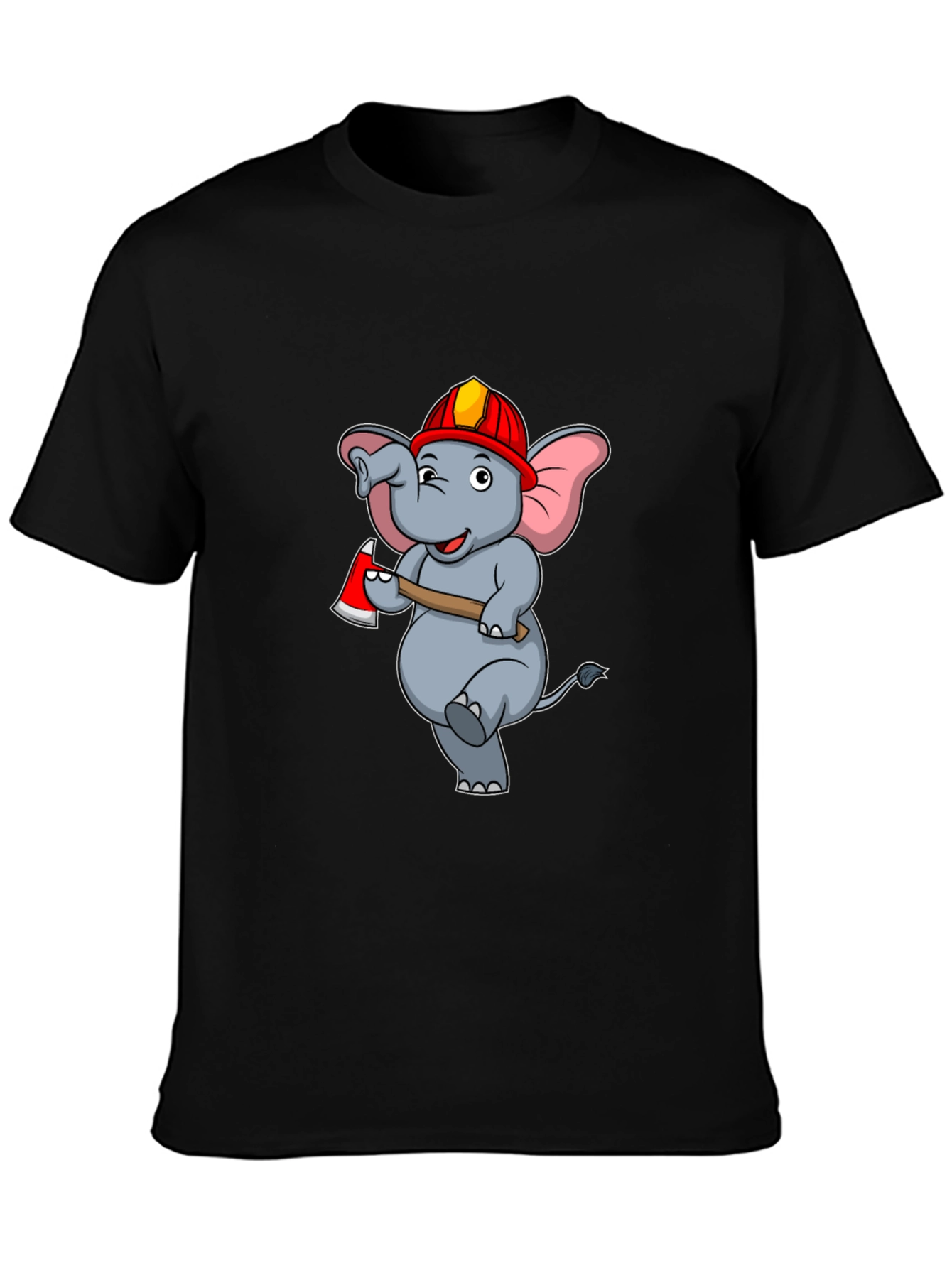 Funny Fireman Elephant Graphic T-Shirt