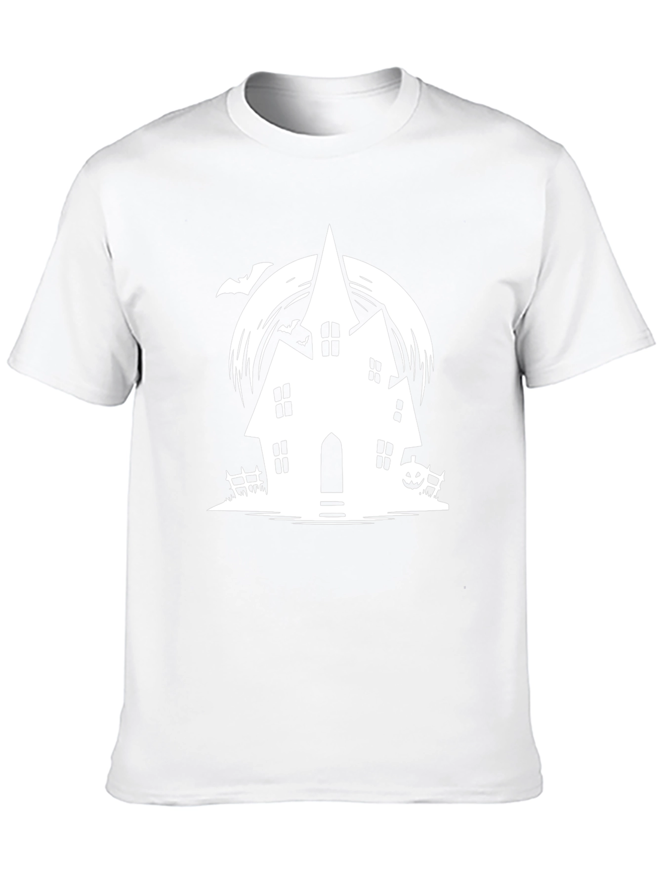 Spooky Halloween Haunted House Graphic Tee - Black