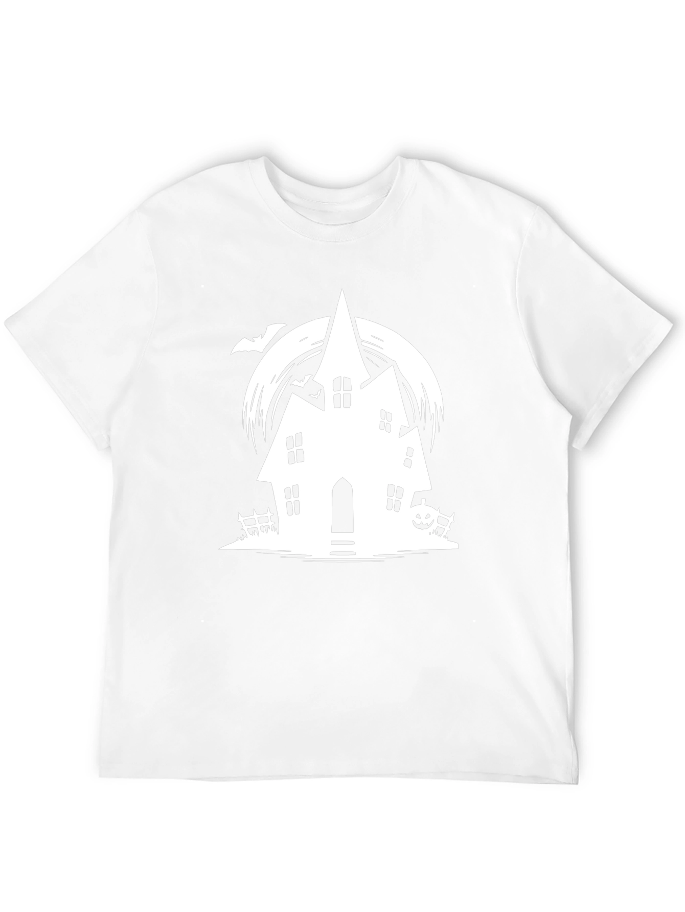 Spooky Halloween Haunted House Graphic Tee - Black