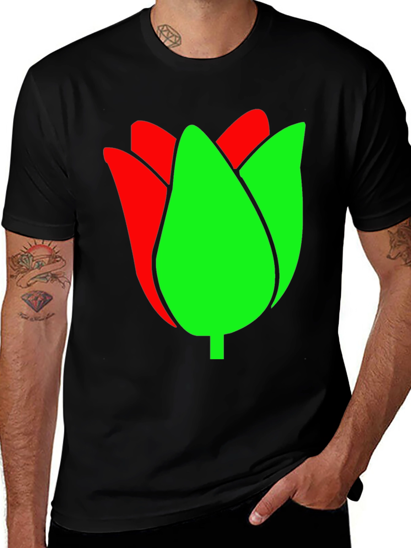 Tulip Graphic Tee - Black Cotton Blend