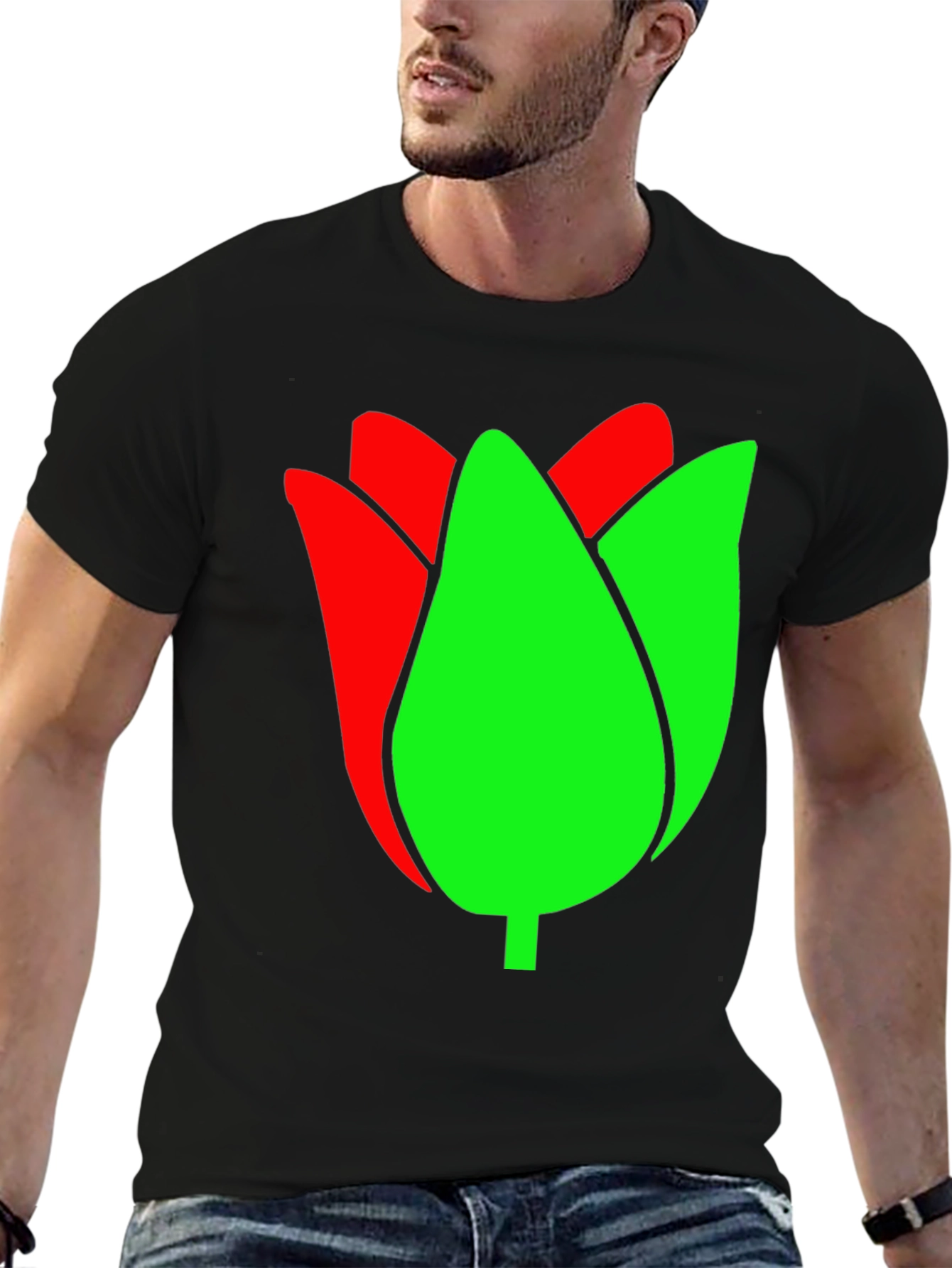 Tulip Graphic Tee - Black Cotton Blend