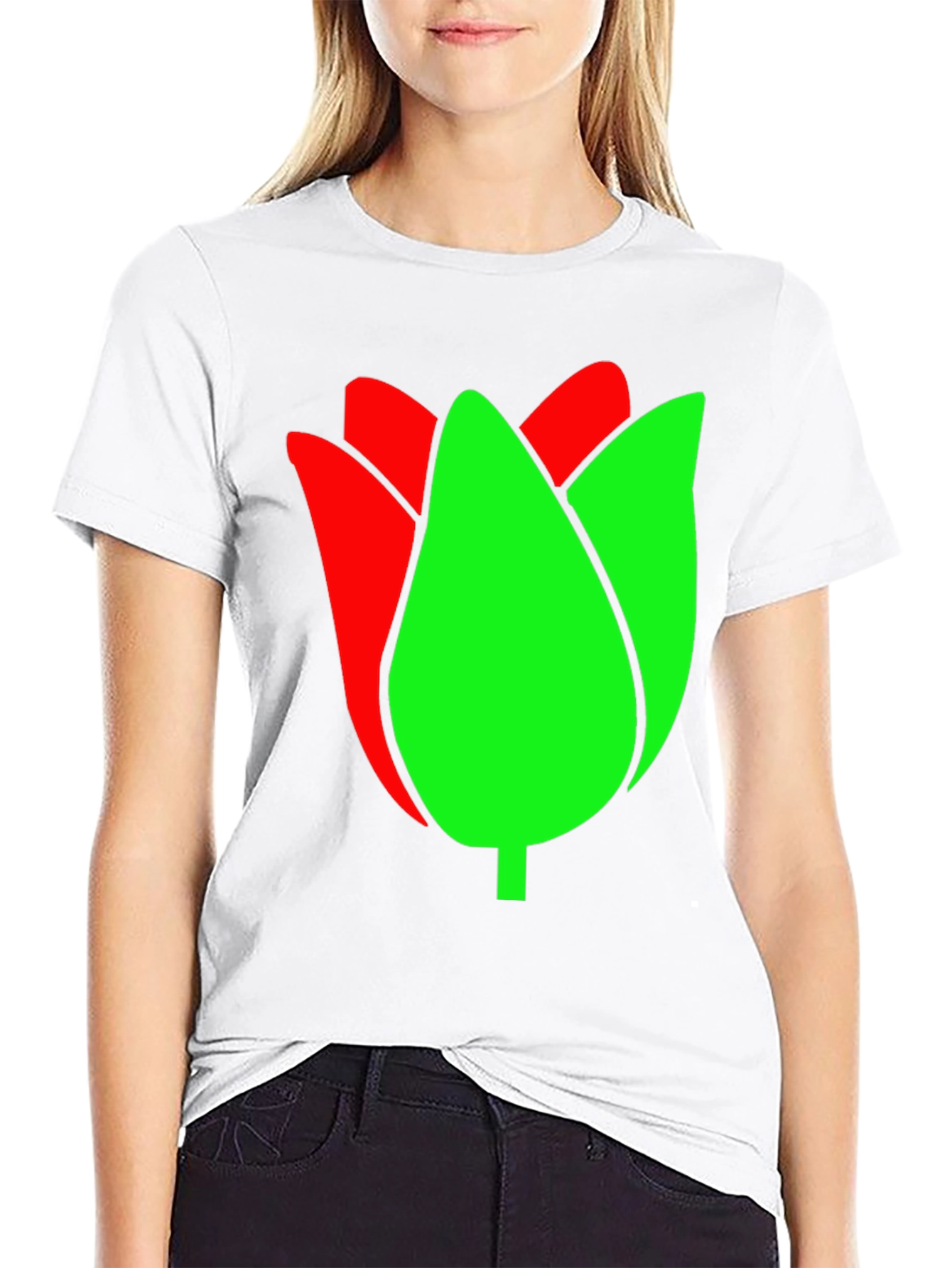 Tulip Graphic Tee - Black Cotton Blend
