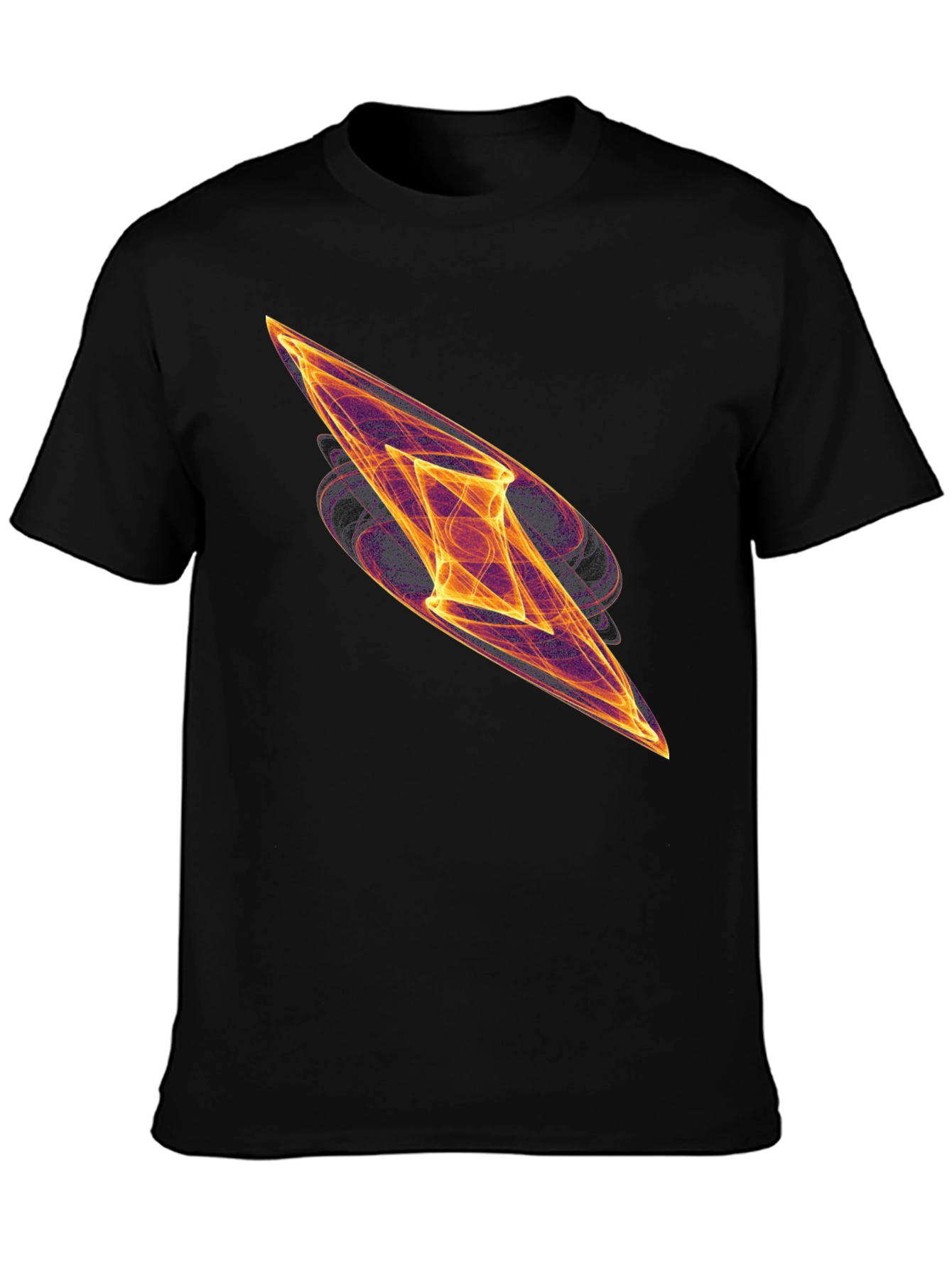 Abstract Fire Diamond Graphic Tee - Black Cotton T-Shirt