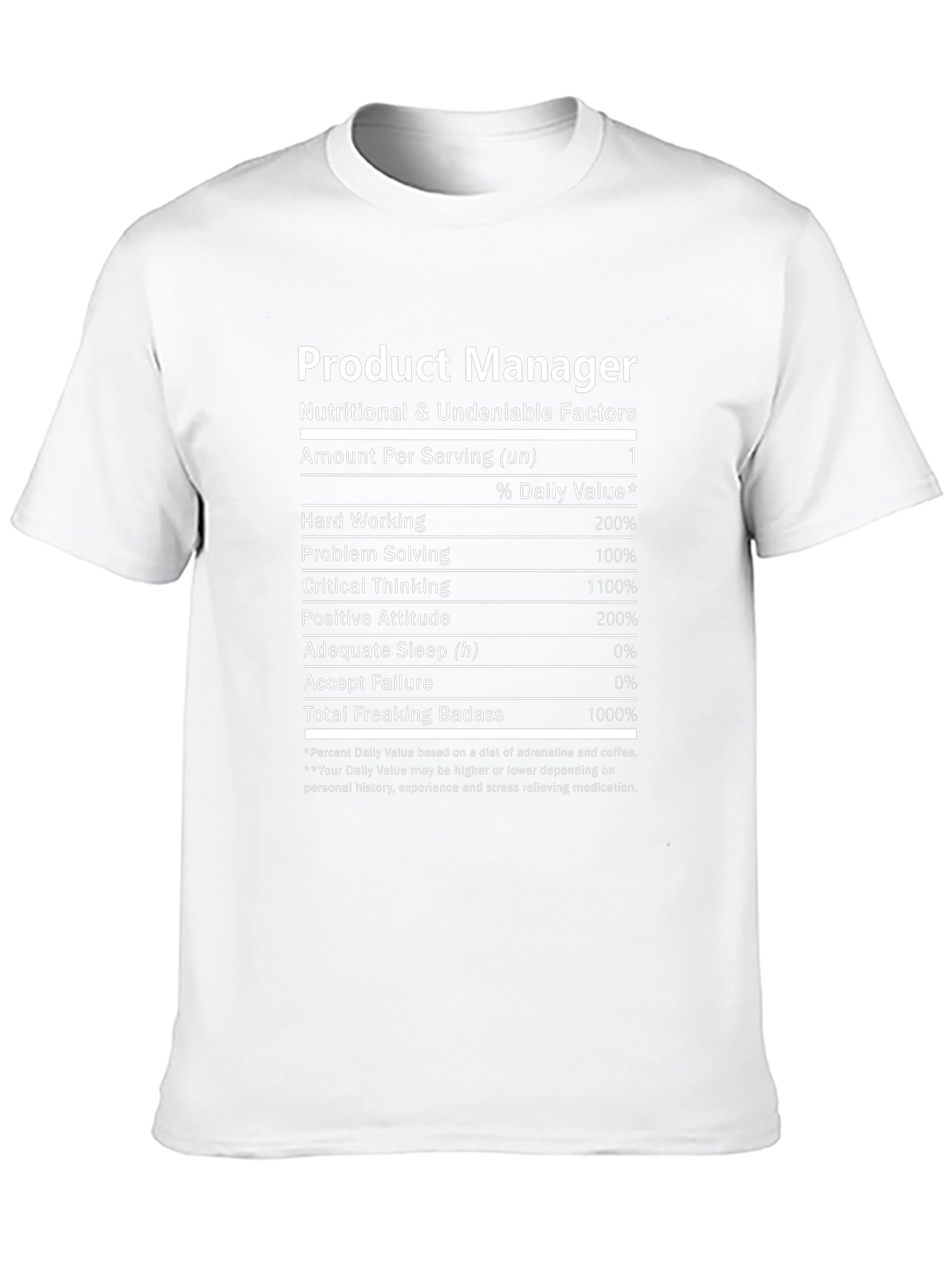 Product Manager Nutritional Facts T-Shirt