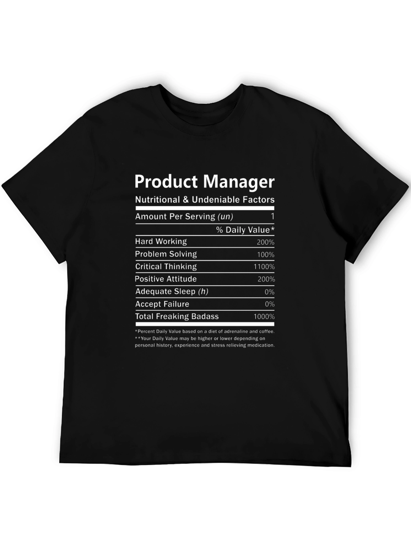 Product Manager Nutritional Facts T-Shirt