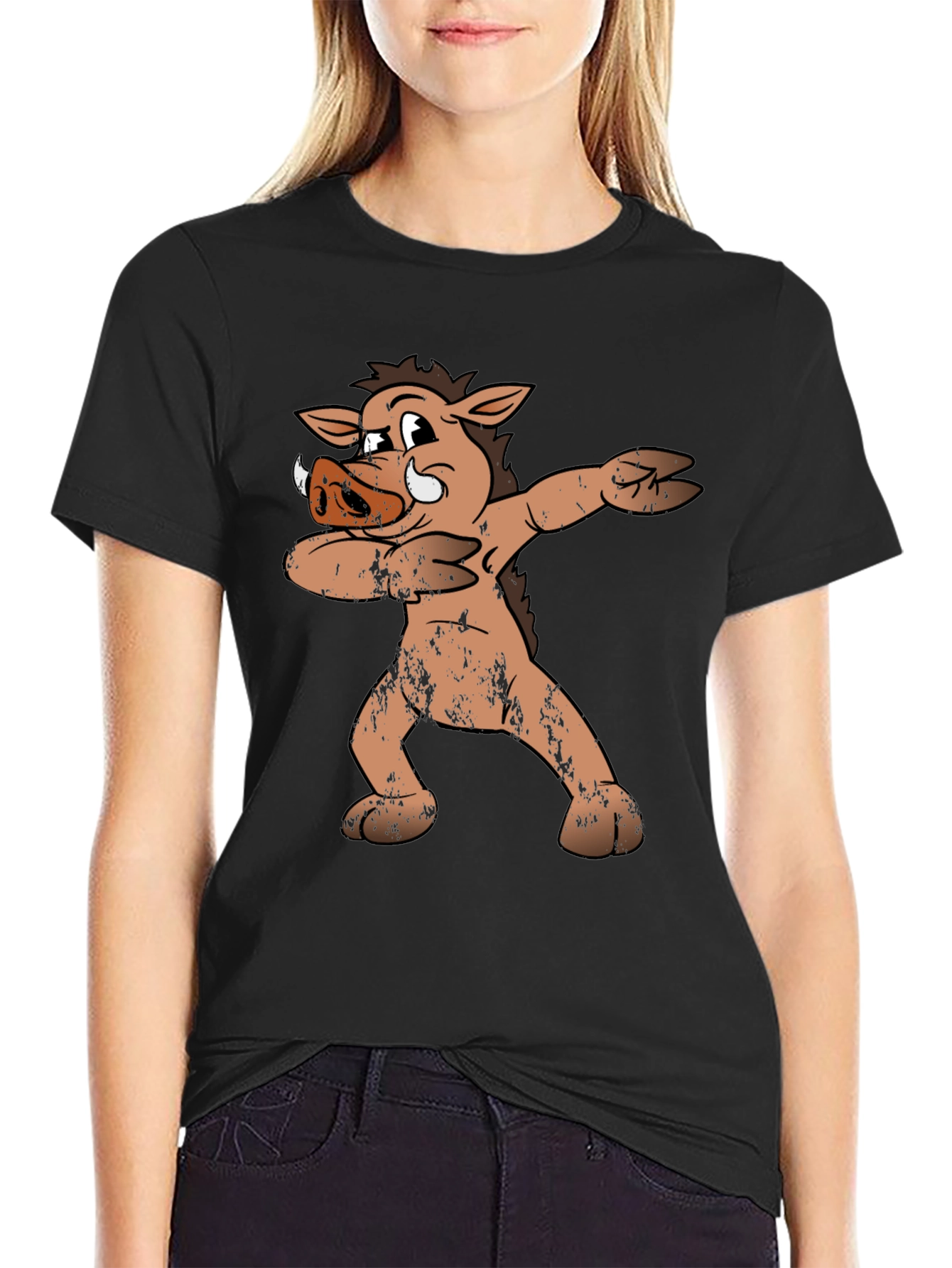 Dabbing Boar Graphic Tee - Funny Cartoon Pig T-Shirt